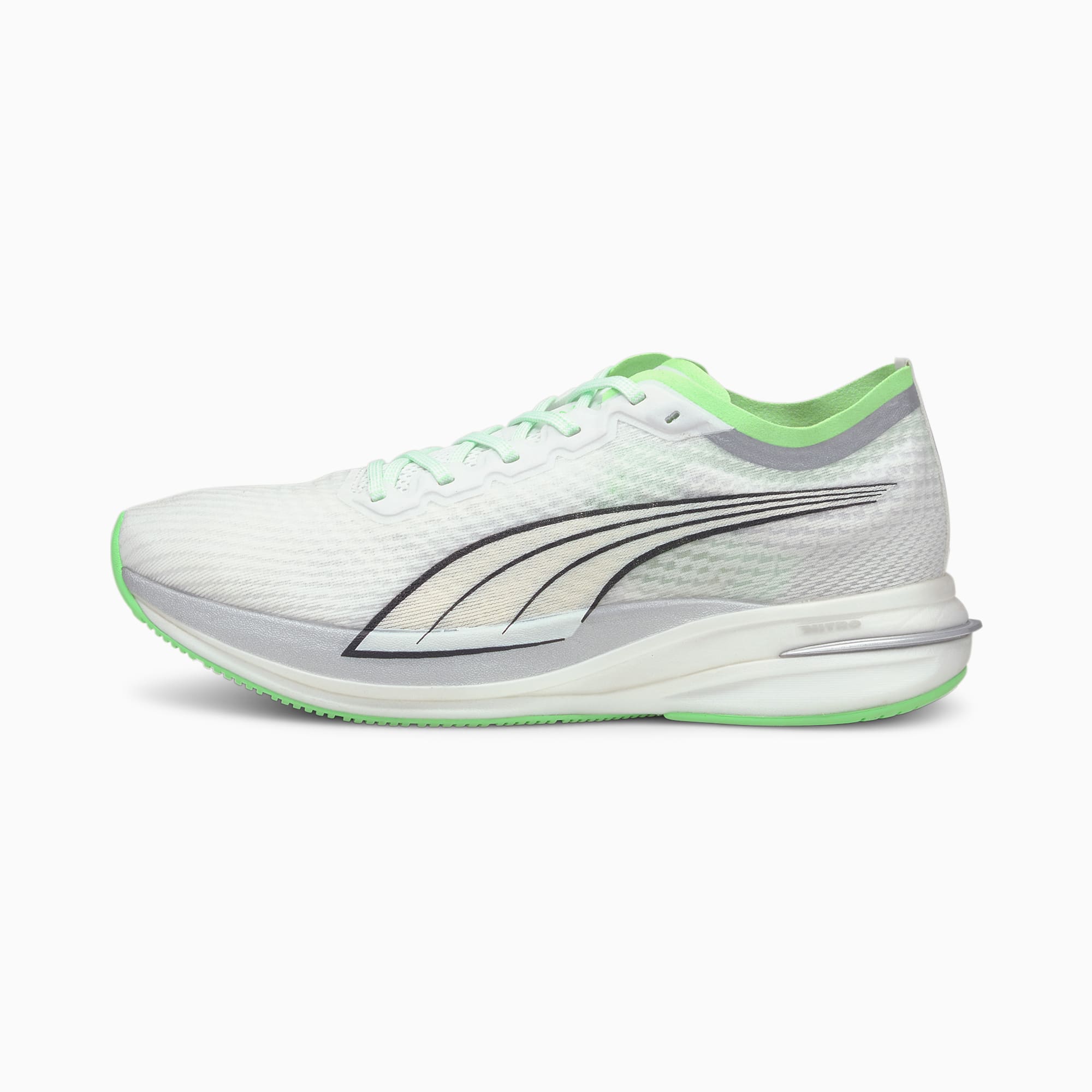 PUMA Chaussures de course Deviate Nitro COOLadapt homme, Argent/Vert/Blanc, Taille 40.5, Chaussures