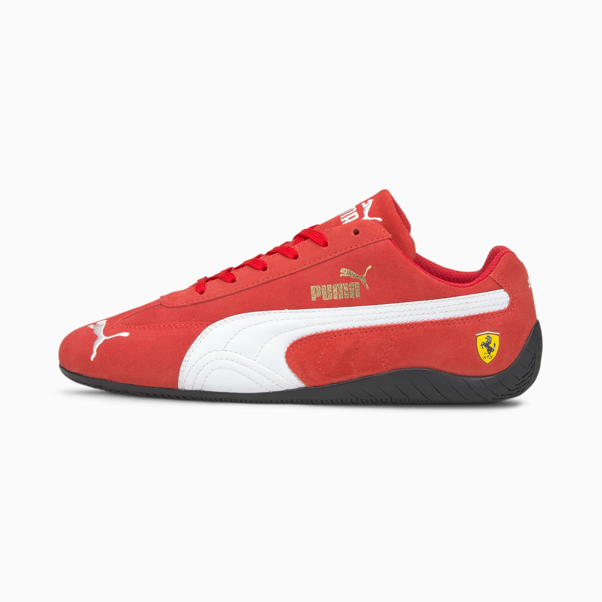 PUMA Chaussures de sport automobile Scuderia Ferrari Speedcat, Rouge/Blanc, Taille 37, Vêtements