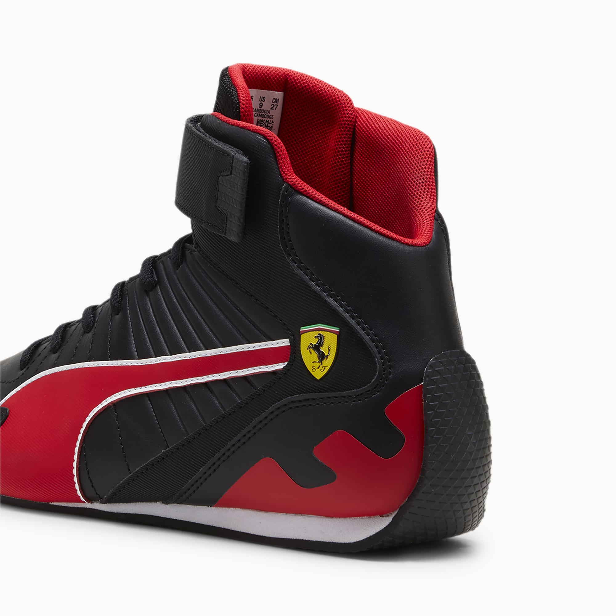 PUMA Scuderia Ferrari Kart Cat RL Mid Motorsport Sneakers Schuhe, Schwarz/Rot, Größe: 39, Schuhe