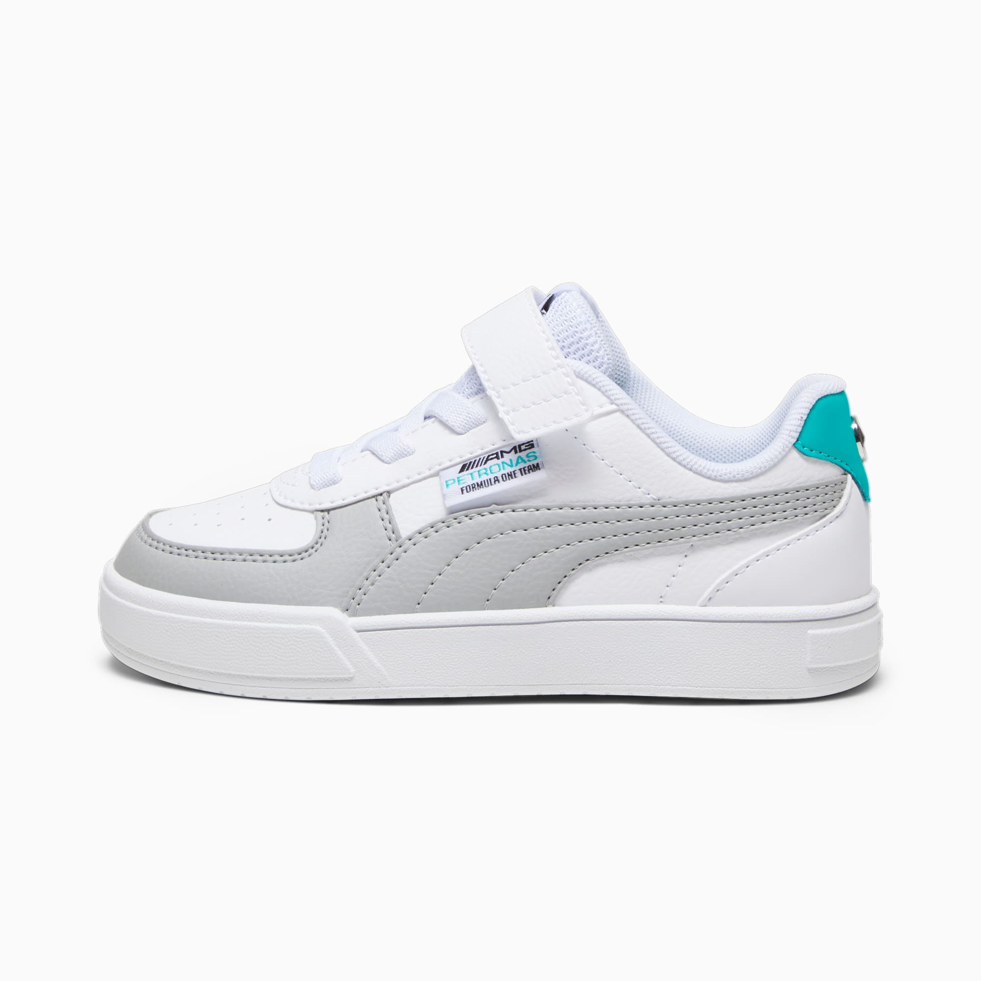PUMA Mercedes-Amg Petronas Caven Kids' Sneakers, White/Silver/Spectra Green, Size 27,5, Shoes