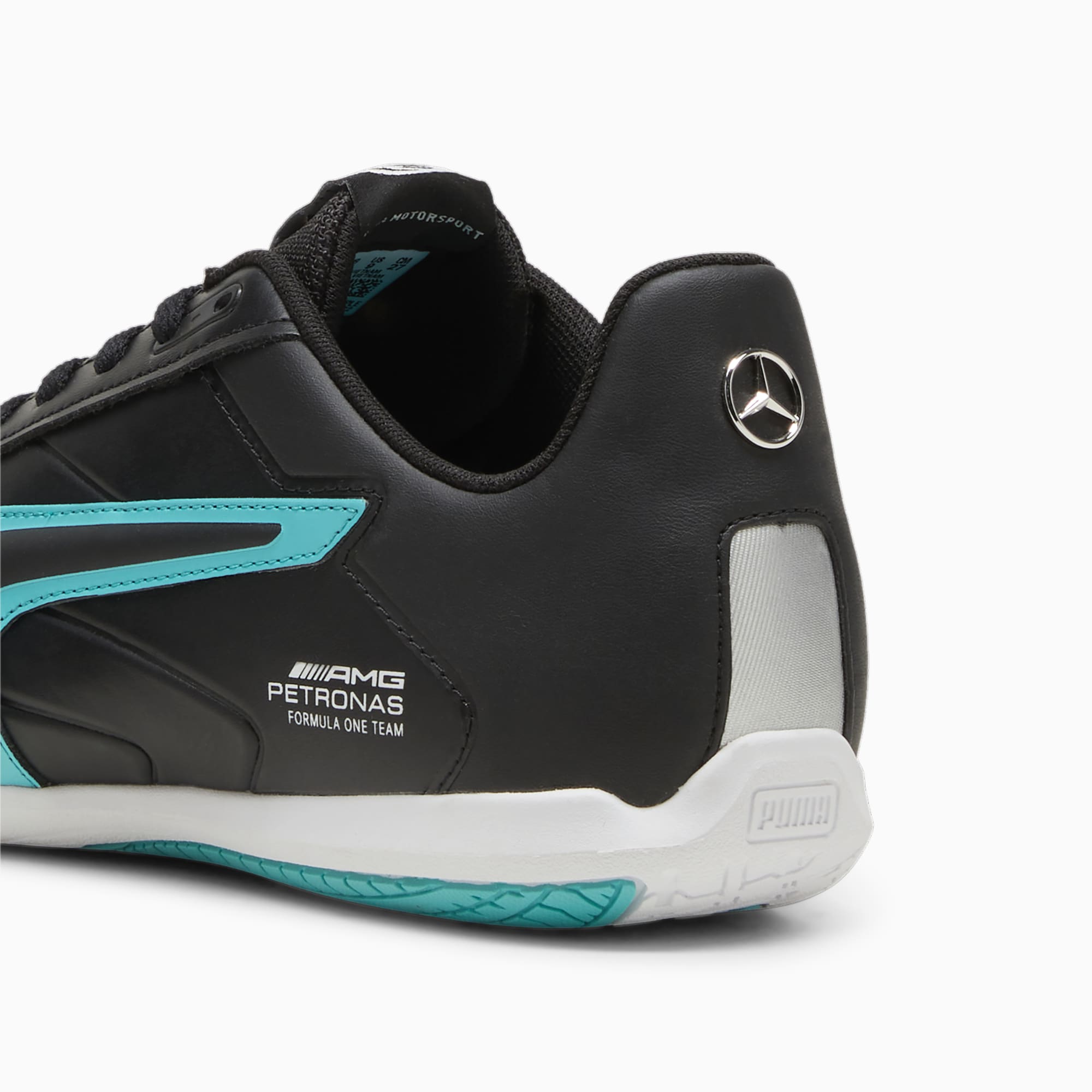 Women's PUMA Mercedes-Amg Petronas Motorsport Tune Cat Driving Shoe Sneakers, Black/Sheen Green, Size 46, Shoes