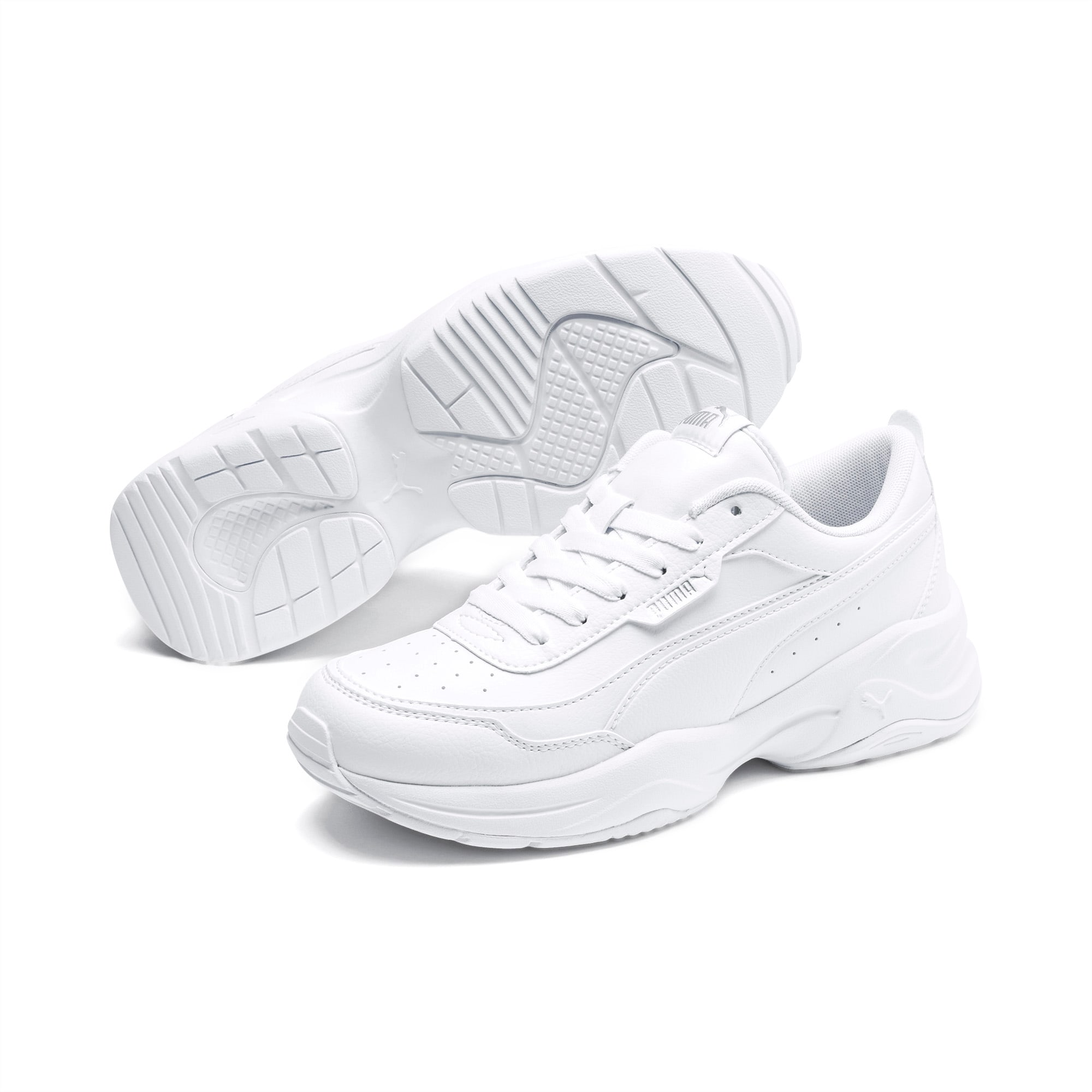PUMA Cilia Mode Sneakers Damen Schuhe, Weiß/Silber, Größe: 35.5, Schuhe