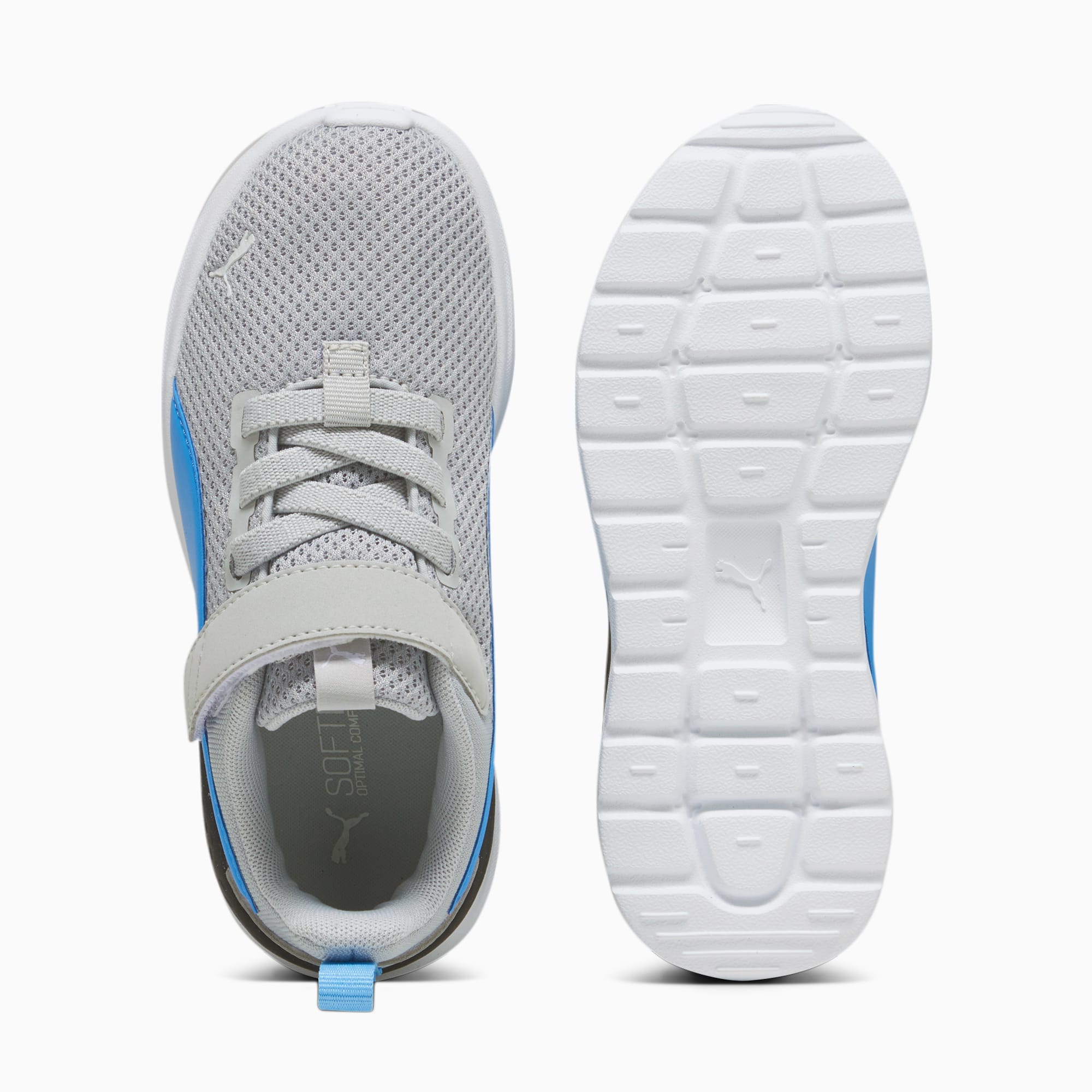 PUMA Anzarun Lite Kids' Trainers, Ash Grey/Regal Blue/White, Size 27,5, Shoes