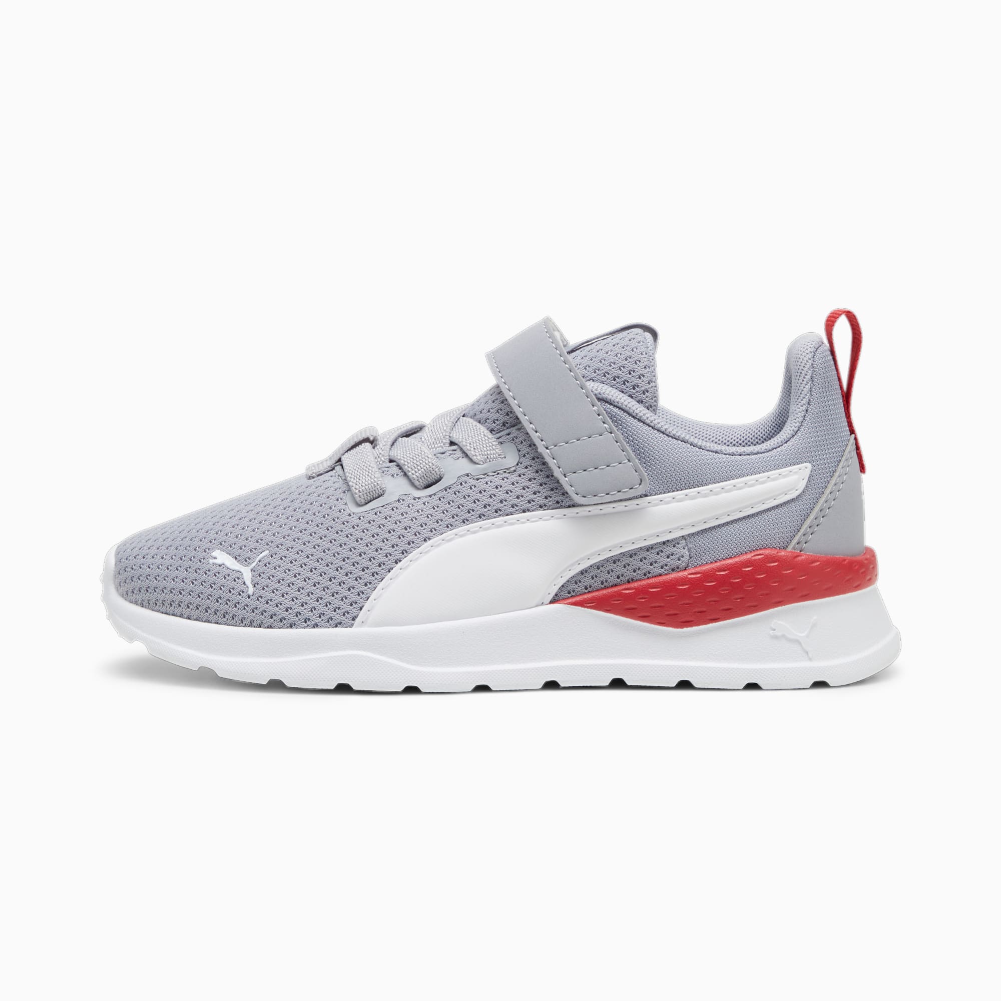 PUMA Anzarun Lite Kids' Trainers, Grey Fog/White/Club Red, Size 27,5, Shoes