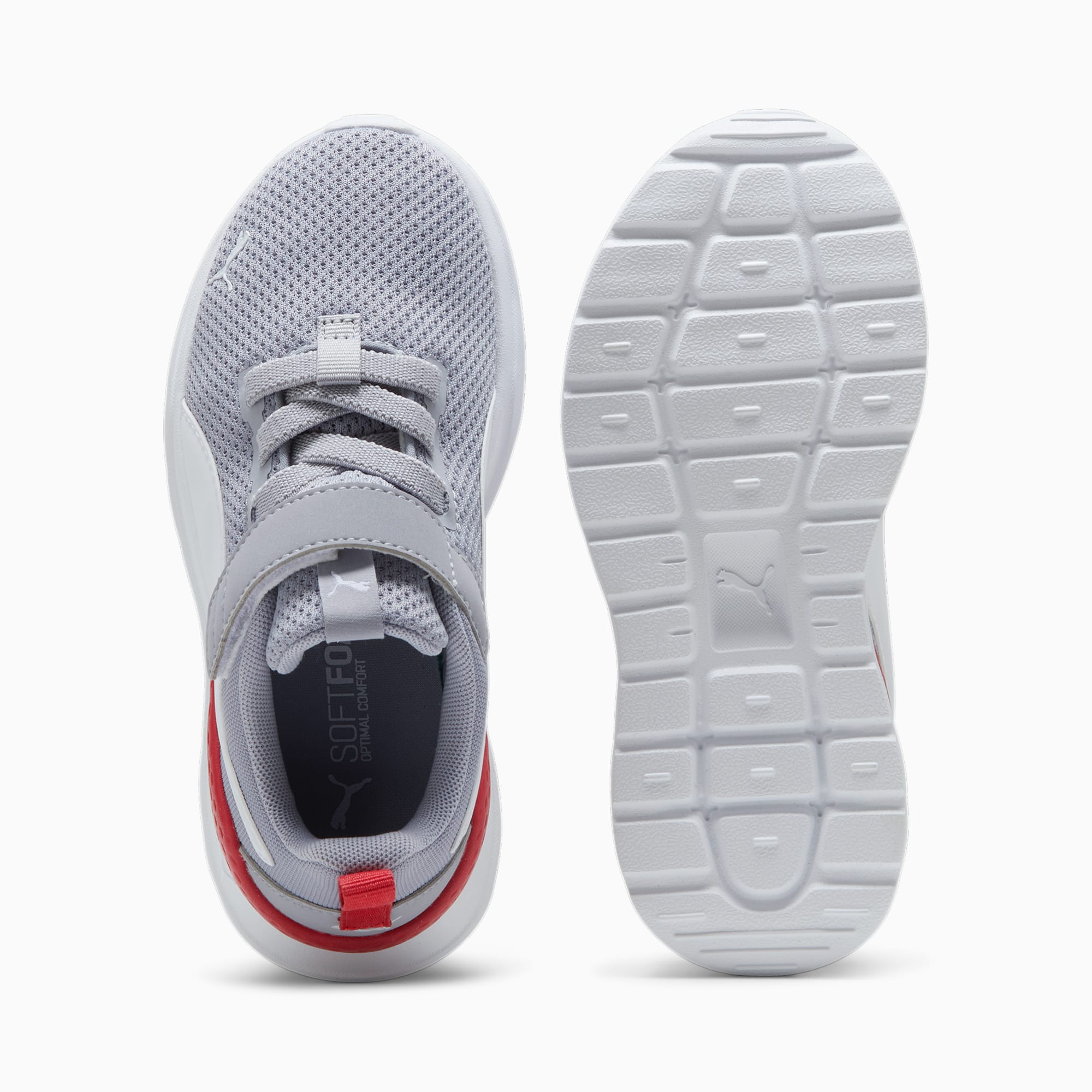 PUMA Anzarun Lite Sneakers Kinder Schuhe, Grau/Rot/Weiß, Größe: 27.5, Schuhe