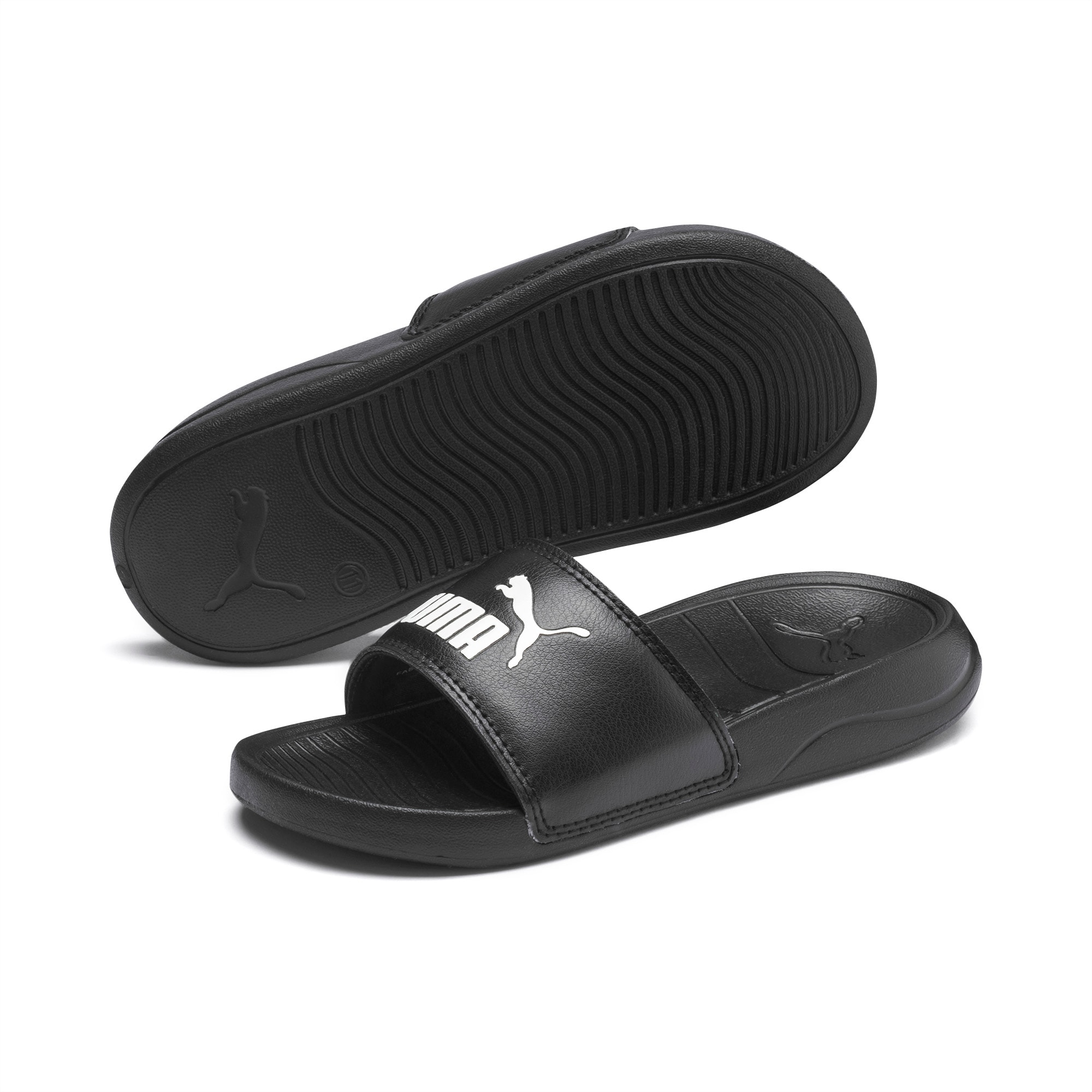 PUMA Popcat 20 Kids' Sandals, Black/White, Size 28, Shoes