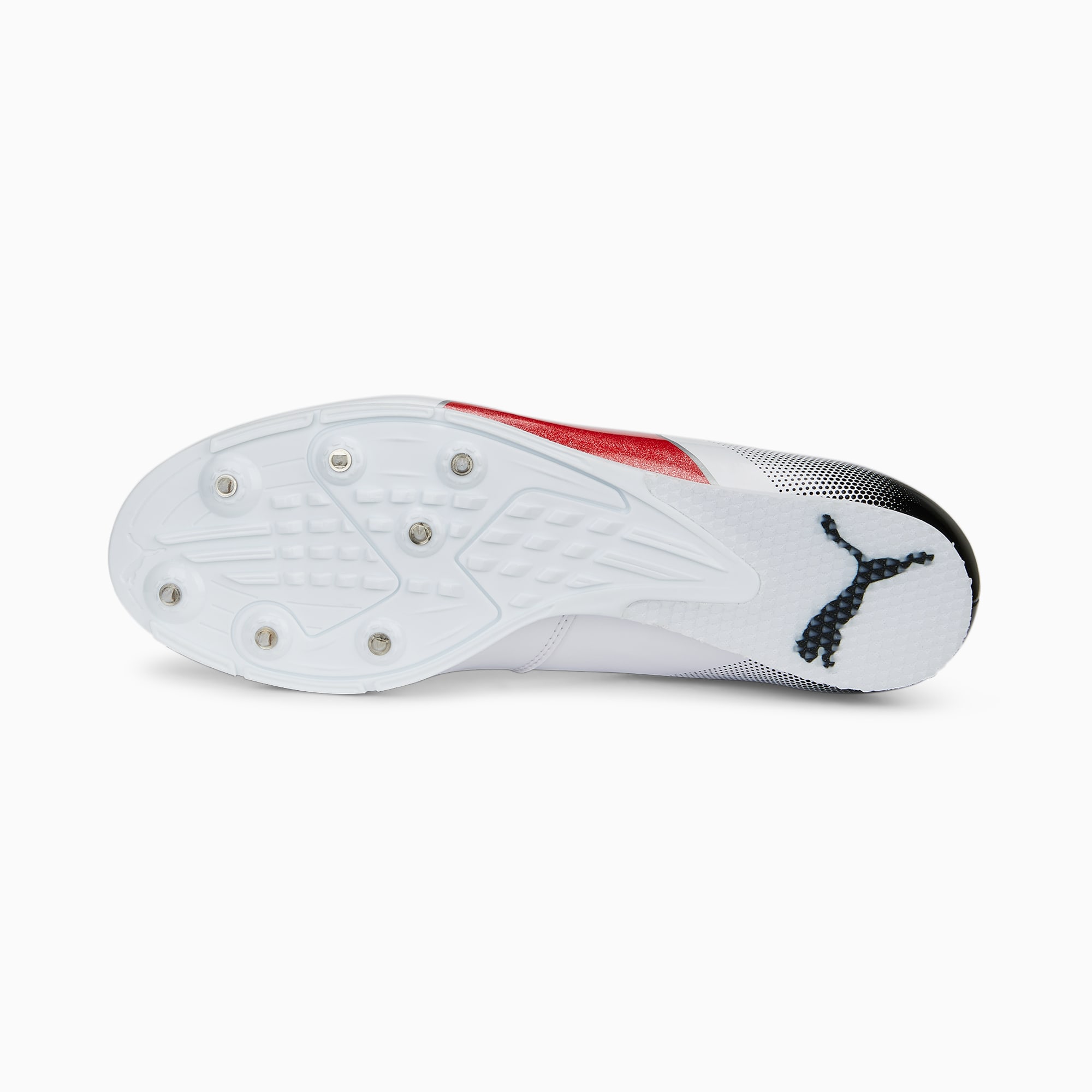 PUMA Chaussures D’athlétisme Long Jump 10 EvoSPEED, Blanc/Noir/Rouge