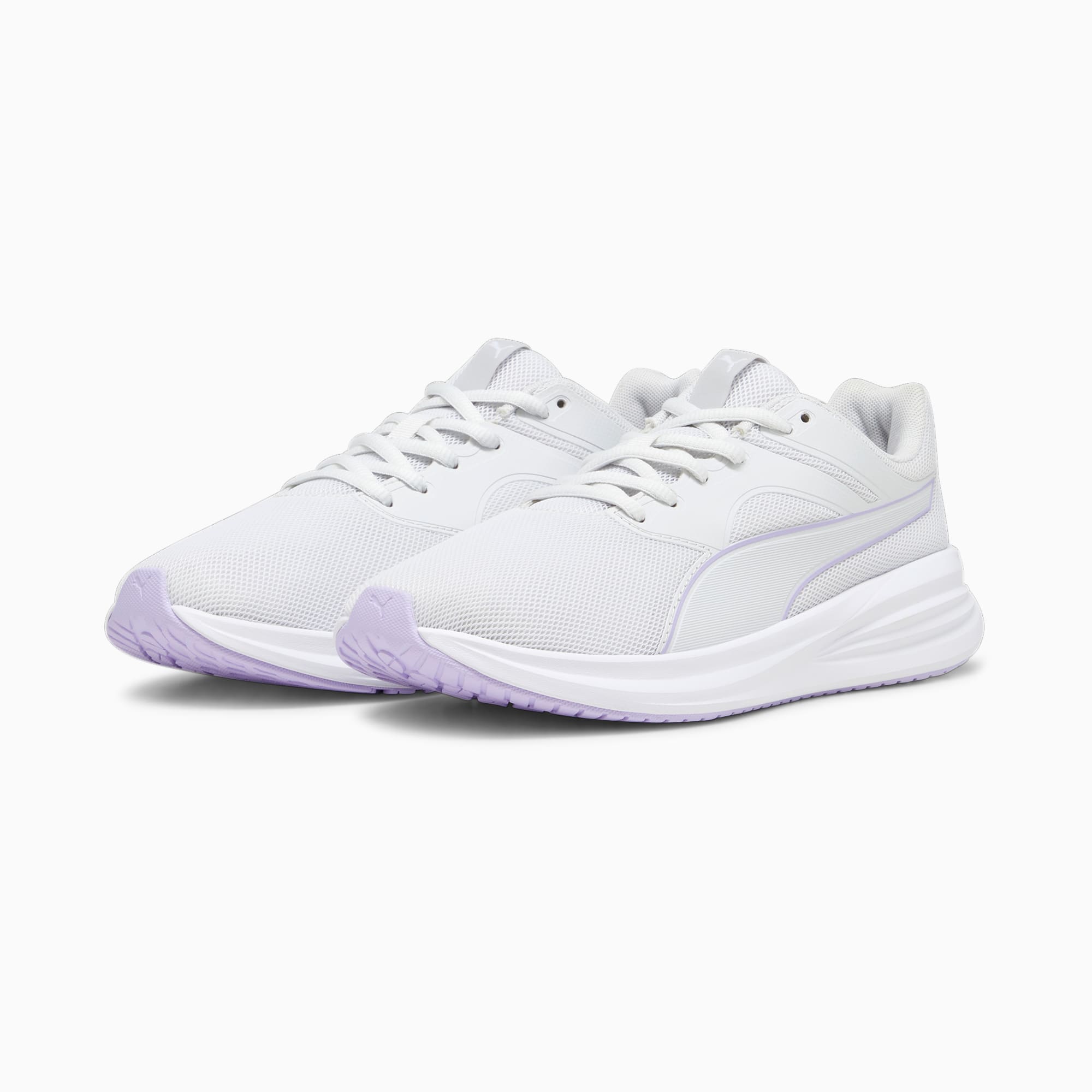 Women's PUMA Transport Running Shoe Sneakers, Feather Grey/Vivid Violet, Size 35,5, Shoes