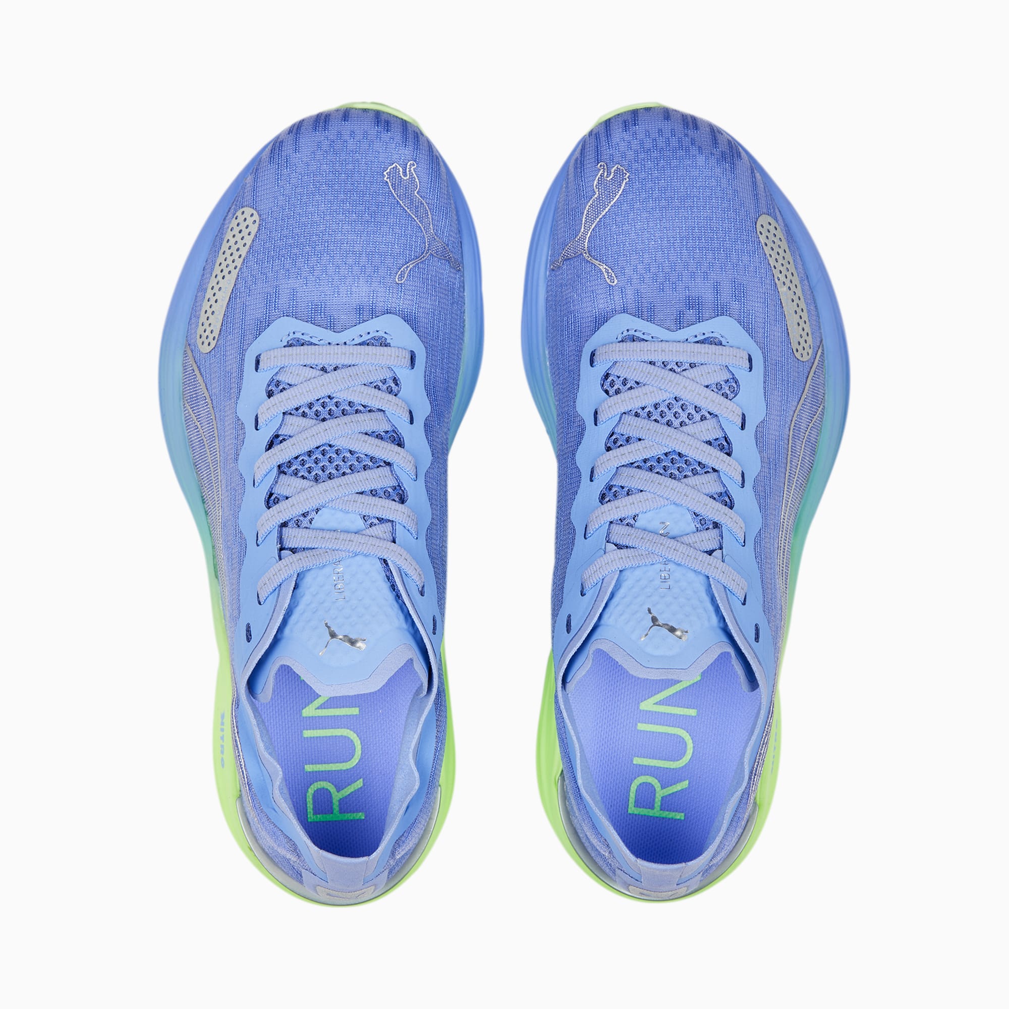 PUMA Liberate NITRO 2 hardloopschoenen voor Dames, Groen/Paars/Zilver