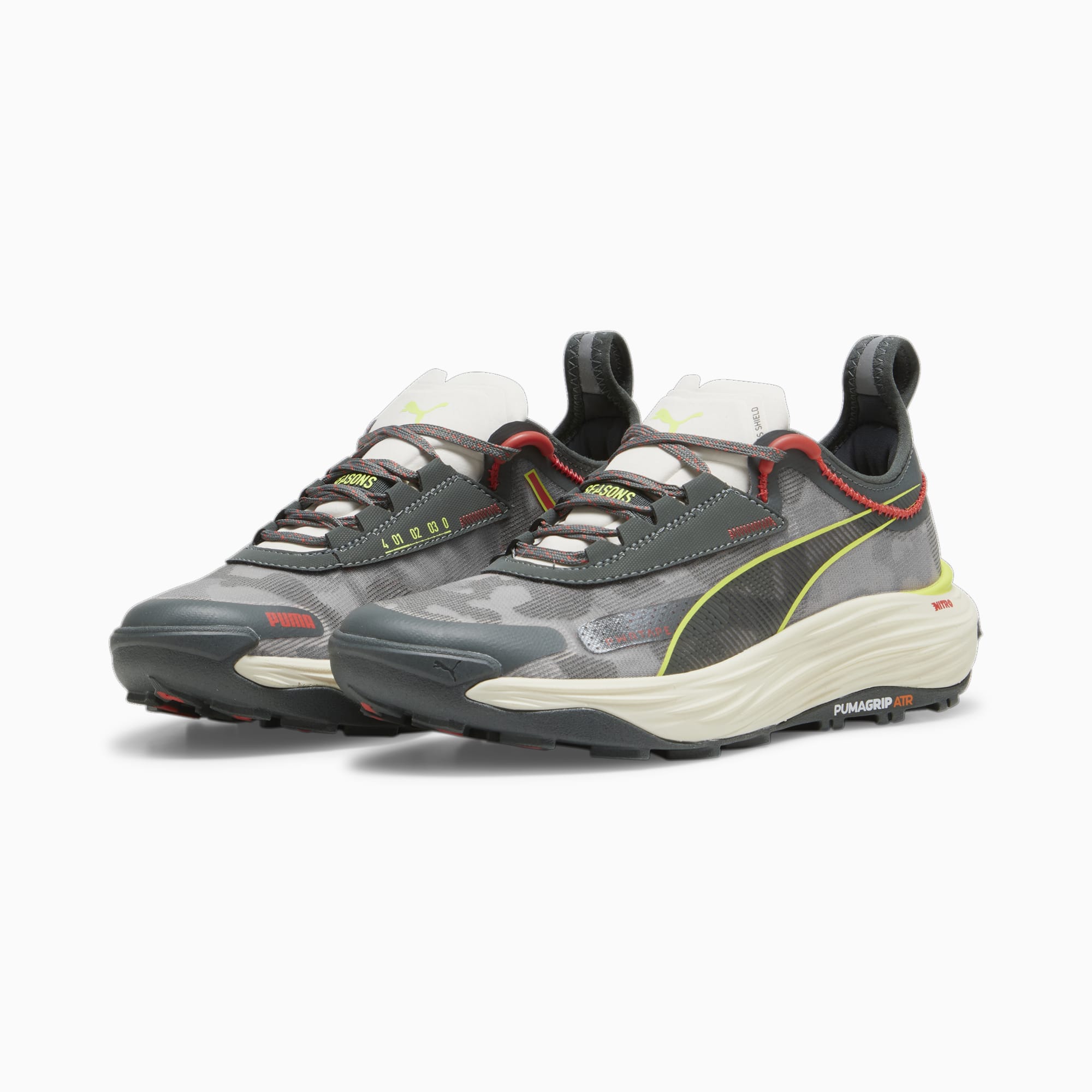 PUMA Voyage Nitro™ 3 Women's Trail Running Shoes, Mineral Grey/Active Red/Lime Pow, Size 35,5, Shoes