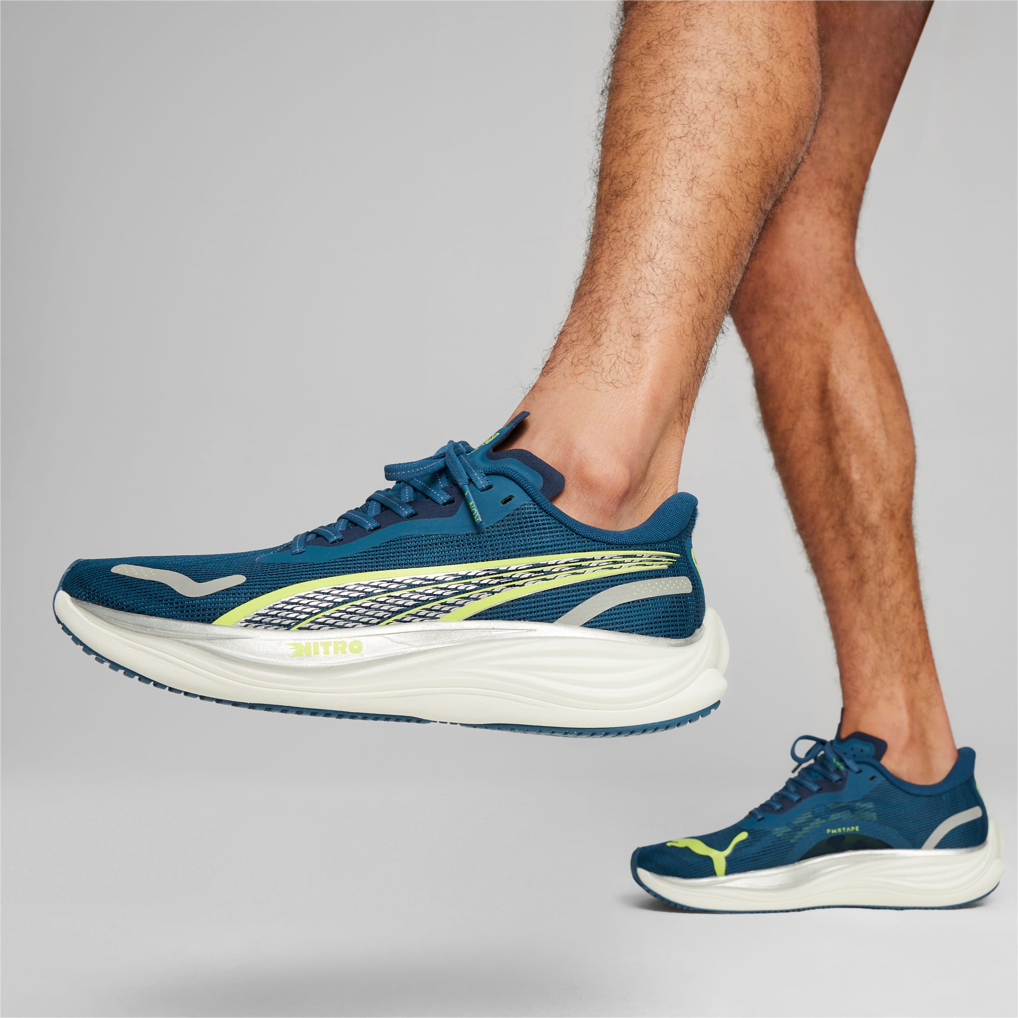 PUMA Chaussures De Running Velocity NITRO™ 3 Pour Homme, Bleu/Vert/Argent