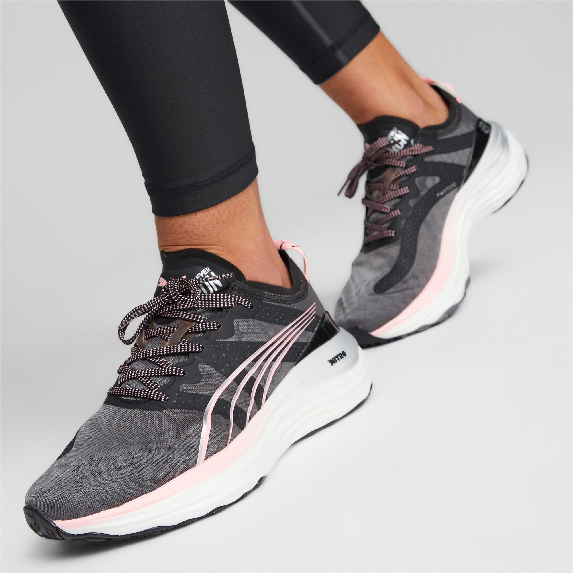 PUMA Foreverrun Nitro™ Women's Running Shoes, Black/Koral Ice/Silver, Size 35,5, Shoes