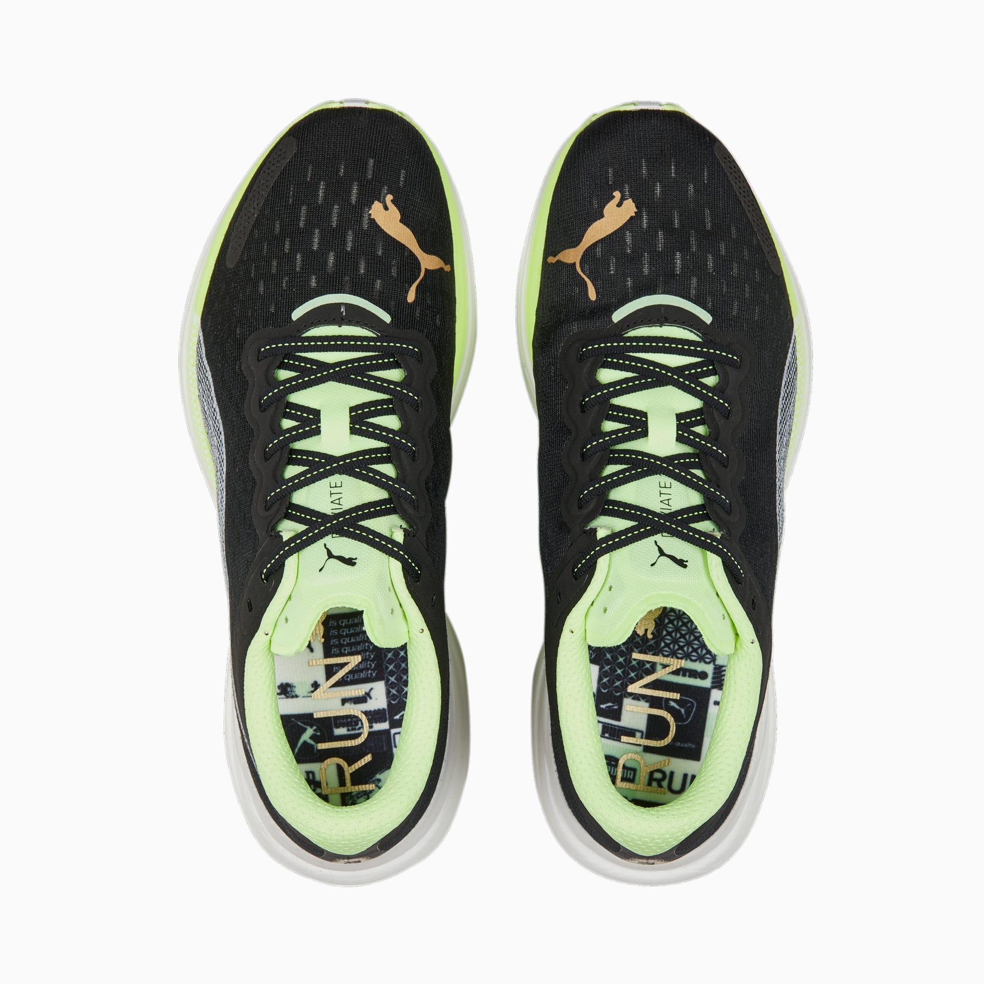 PUMA Deviate Nitro 2 Run 75 Running Shoes Men, Black/Fast Yellow/Light Mint