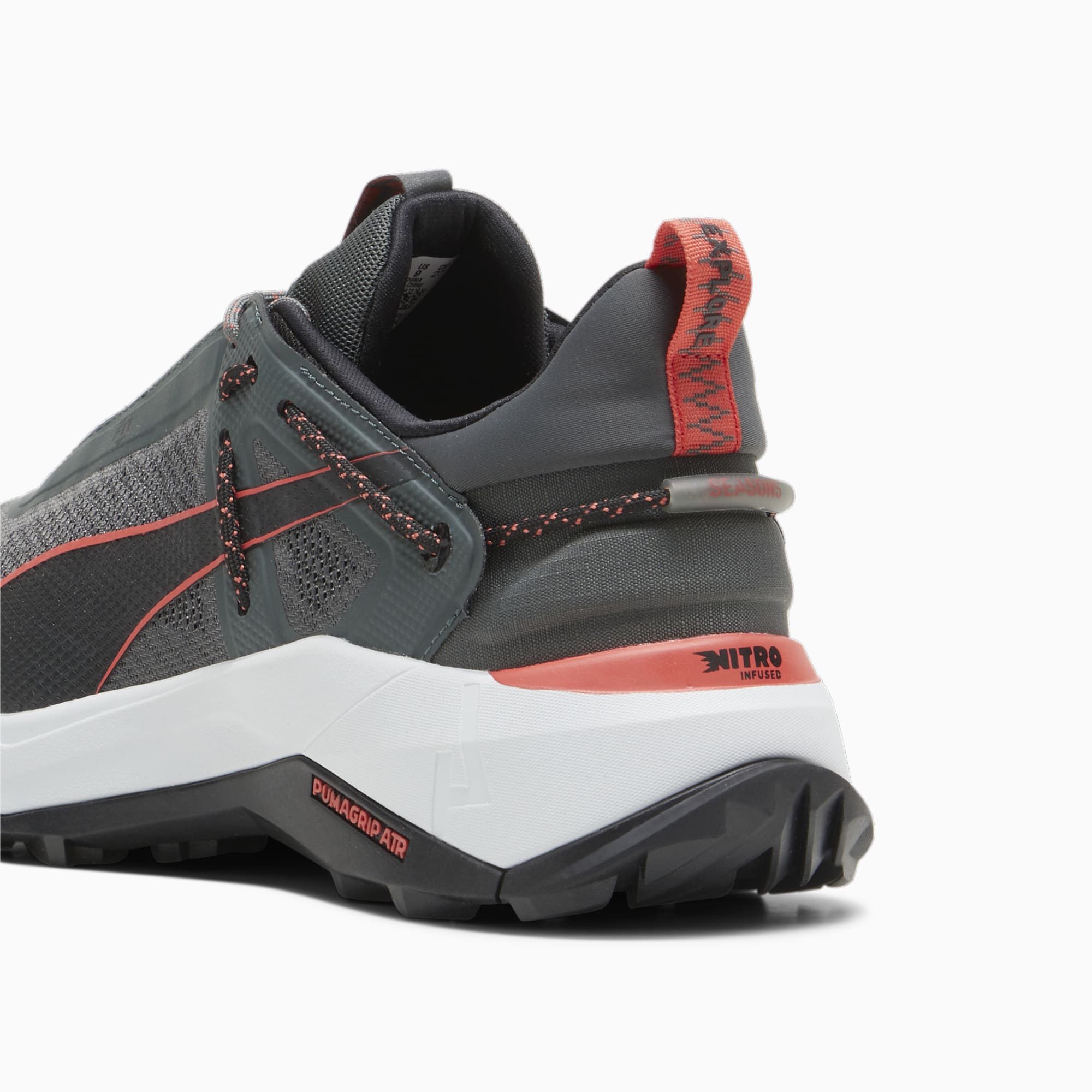 PUMA Explore Nitro™ Men's Hiking Shoe Sneakers, Mineral Grey/Black/Active Red