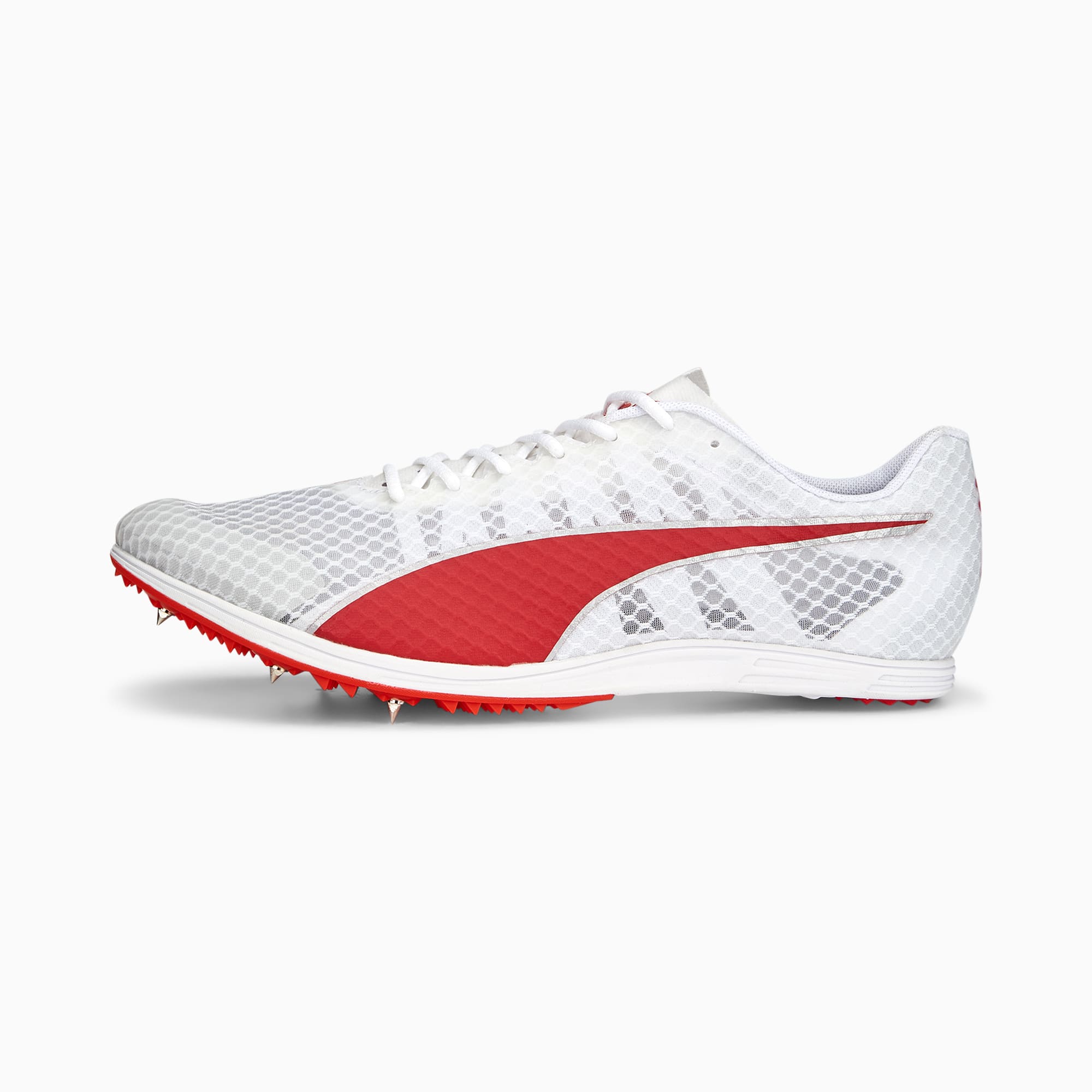 PUMA EvoSPEED Distance 11 Atletiekschoenen Voor Heren, Zilver/Rood/Wit