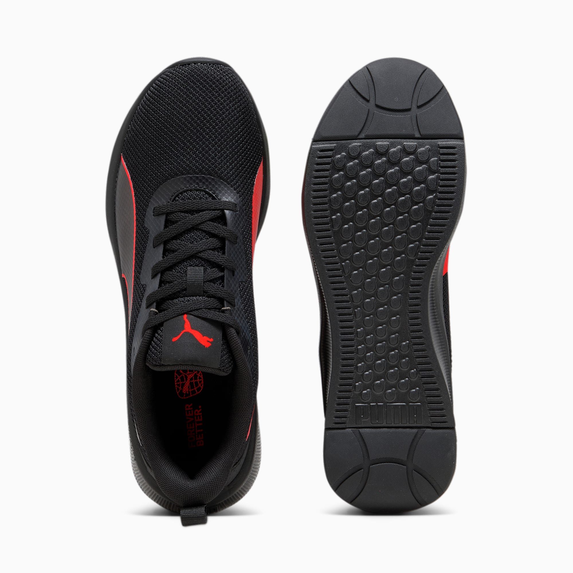 PUMA Chaussures De Running Flyer Lite Mesh Pour Homme, Noir/Rouge