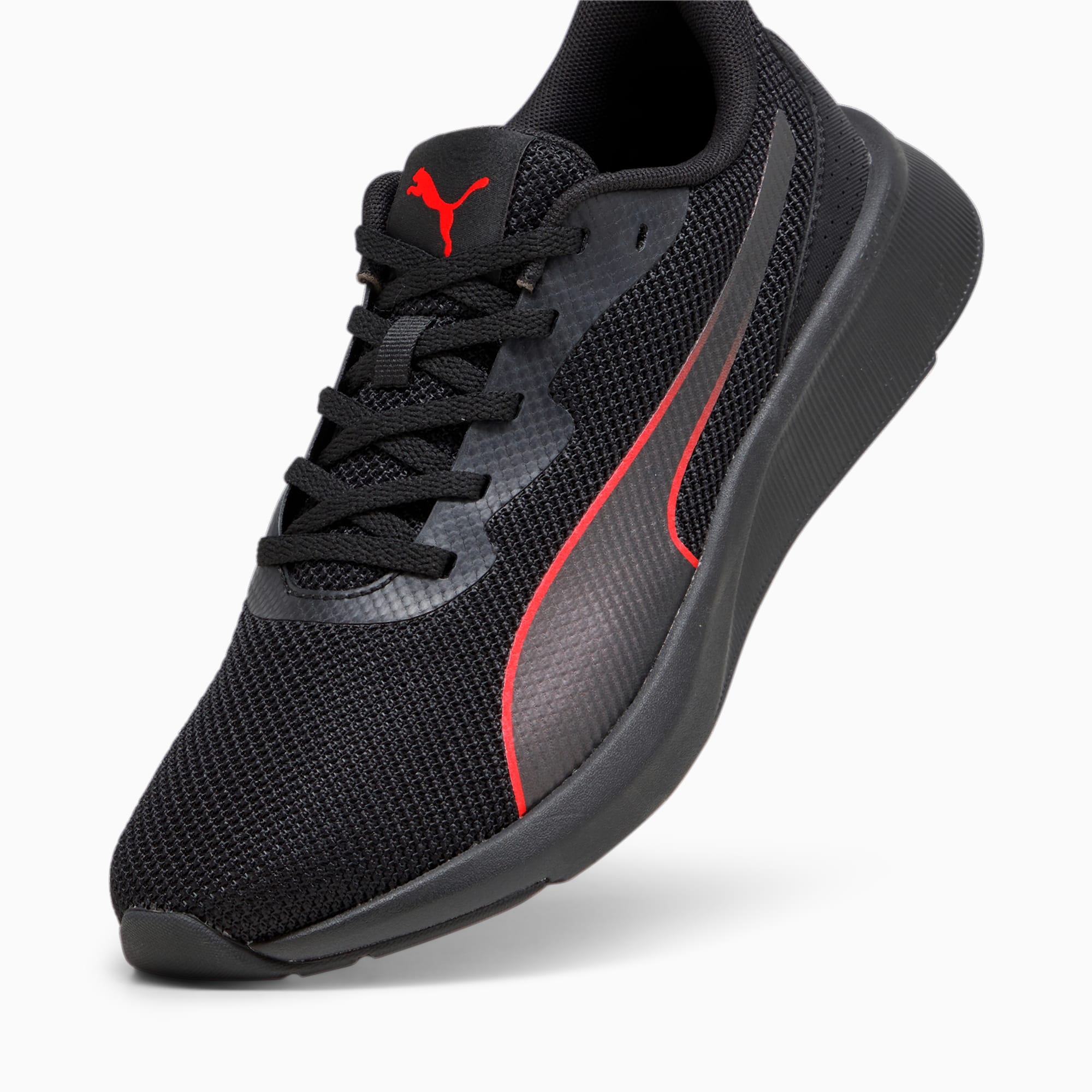 Men's PUMA Flyer Lite Mesh Running Shoe Sneakers, Black/For All Time Red, Size 35,5, Shoes