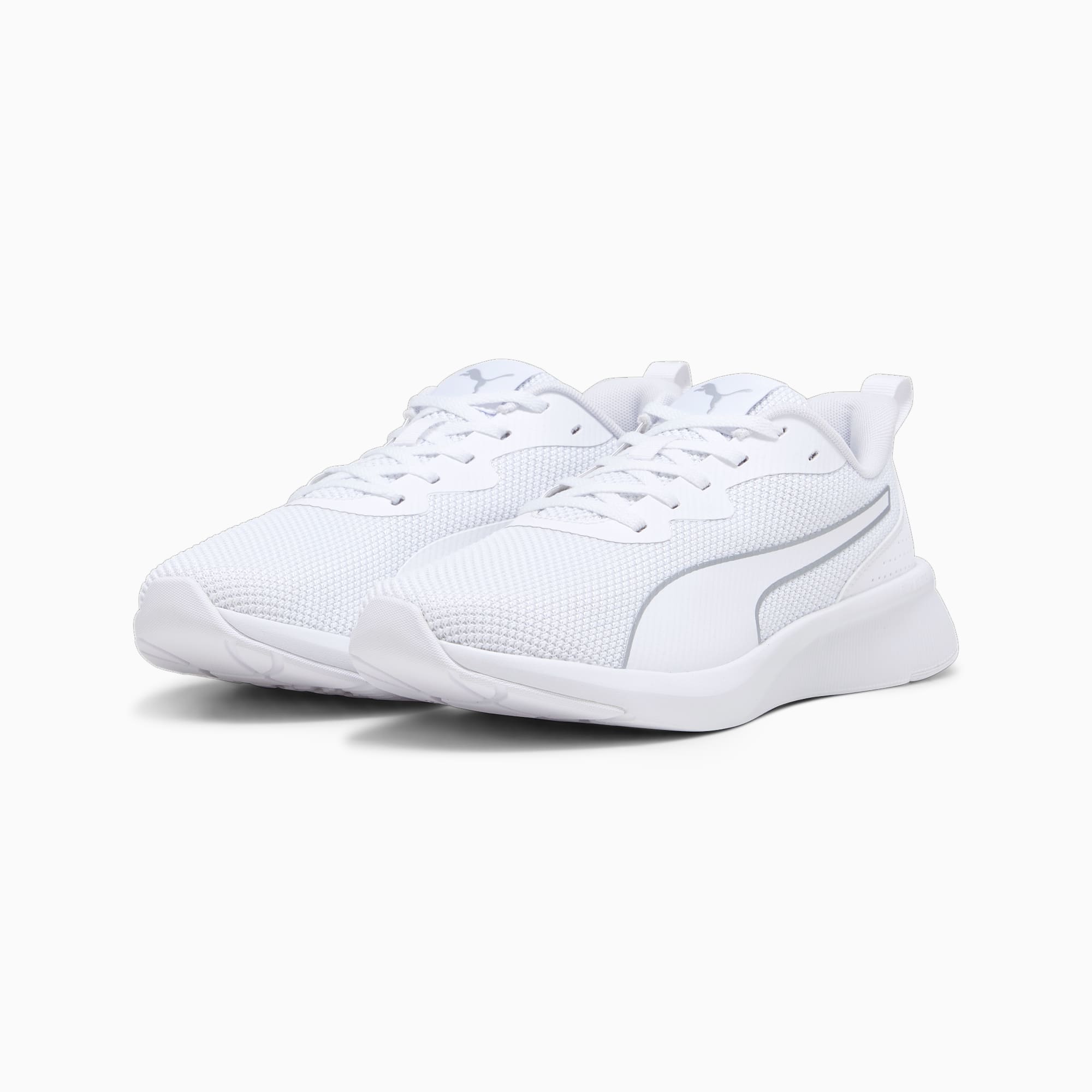 PUMA Chaussures De Running Flyer Lite Mesh Pour Homme, Blanc/Argent