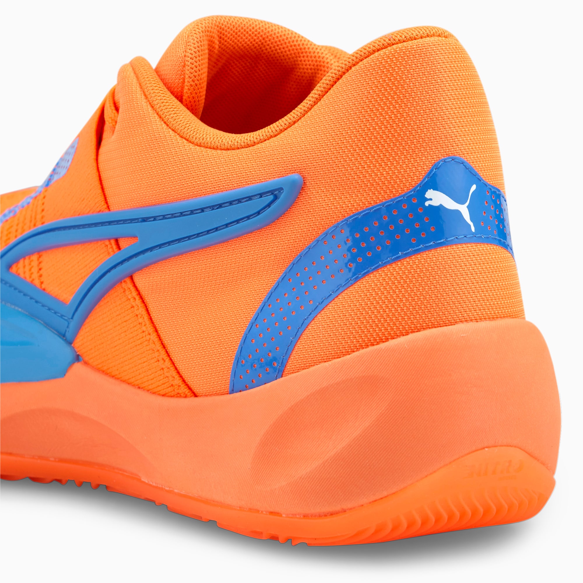 PUMA Neymar Jr Rise NITRO basketbalschoenen, Blauw/Wit/Oranje