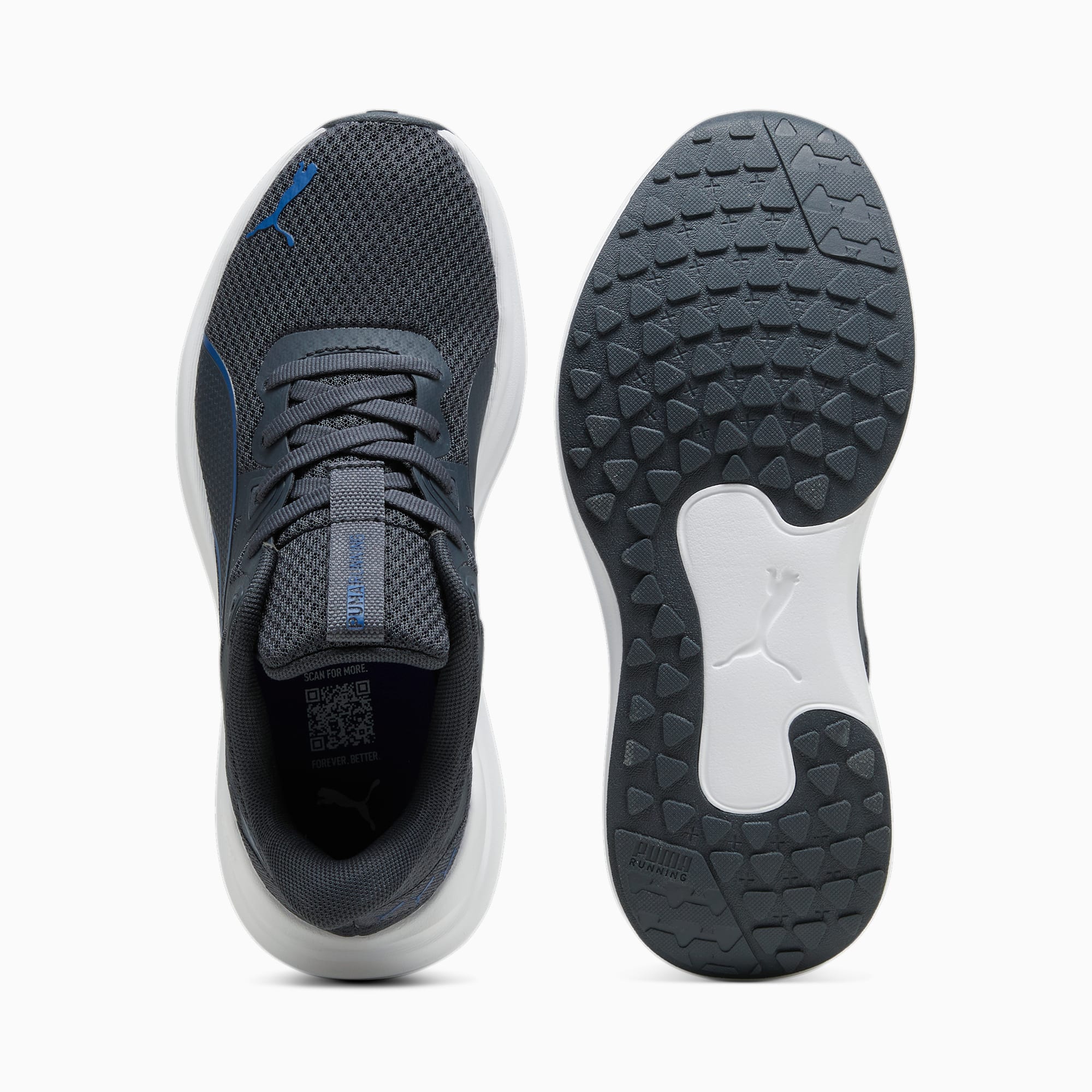 PUMA Zapatillas De Running Reflect Lite Para Jóvenes, Gris/Azul/Negro