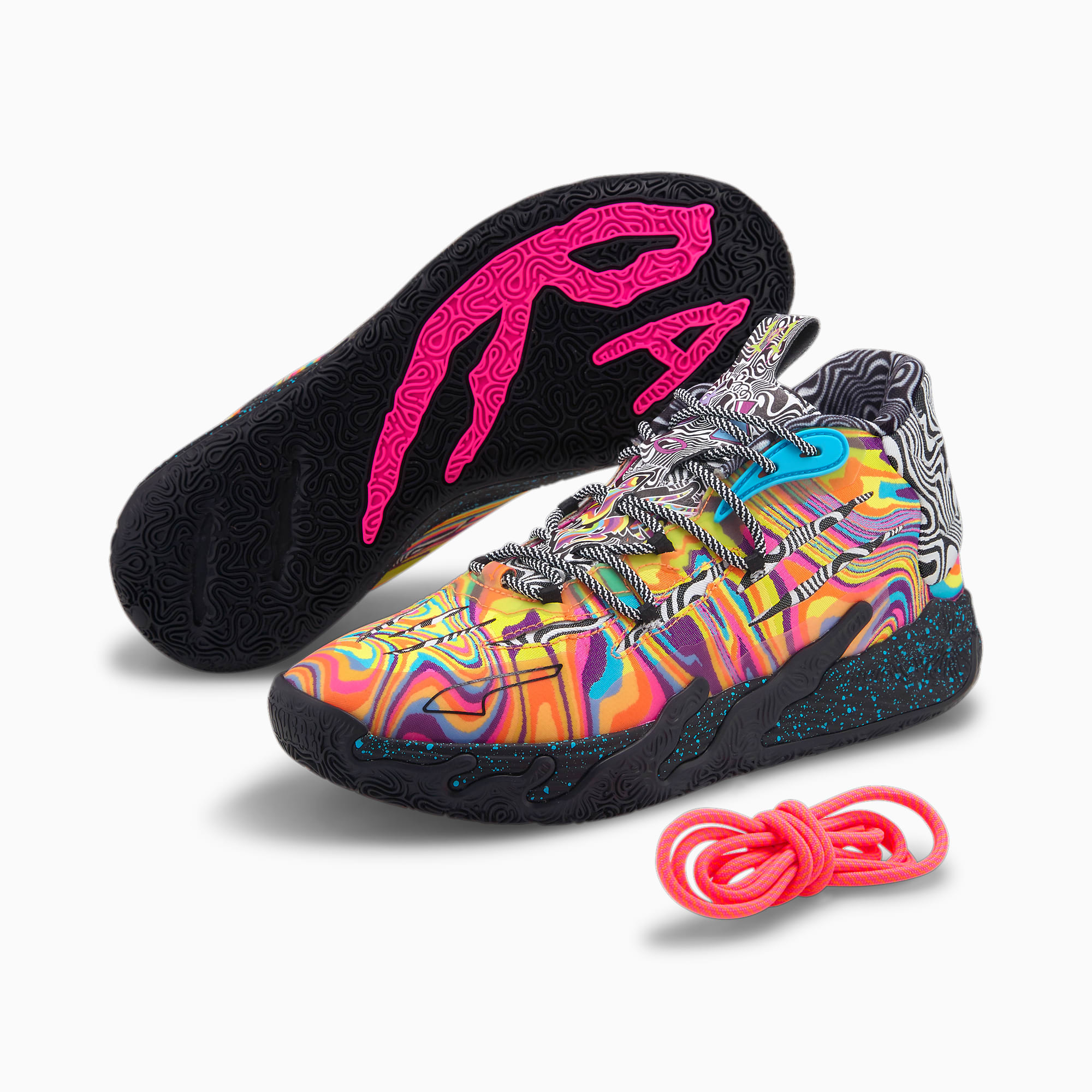 Women's PUMA Mb.03 Dexter's Laboratory Basketball Shoe Sneakers, Poison Pink/Orange Pes
