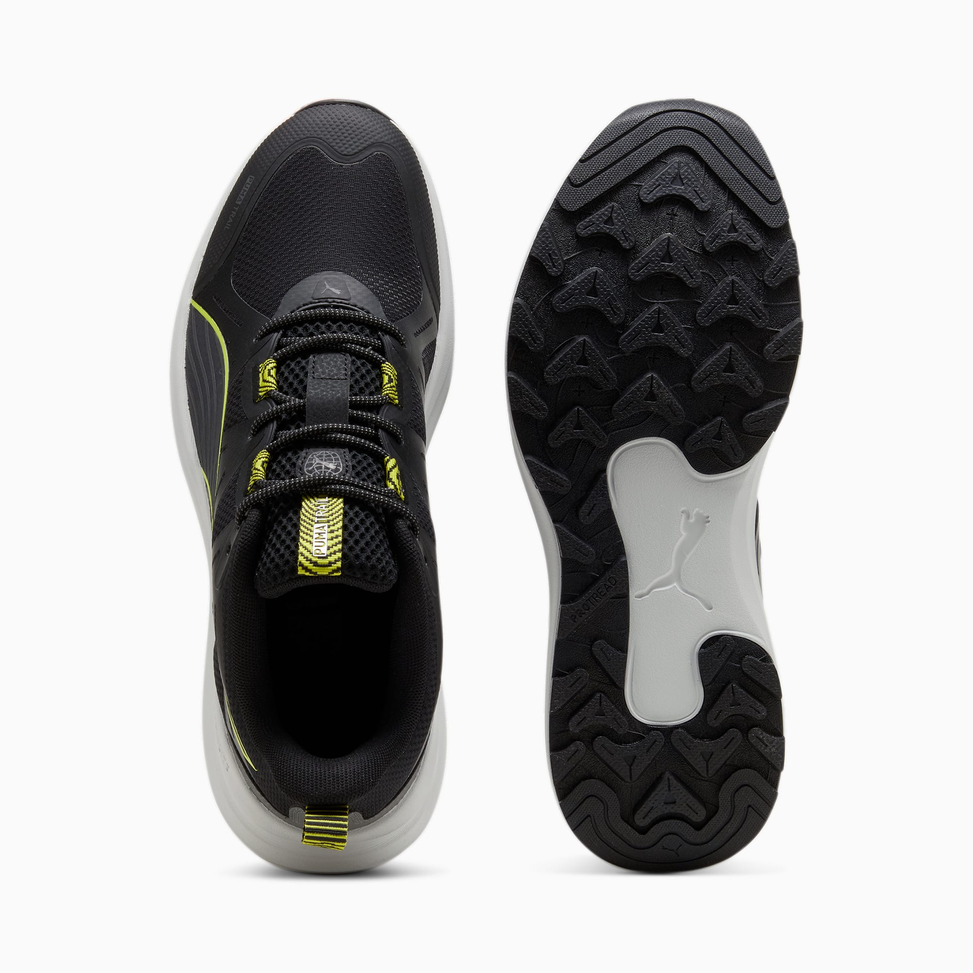 Women's PUMA Reflect Lite Trailrunning Shoes, Black/Cool Dark Grey/Lime Pow, Size 35,5, Shoes