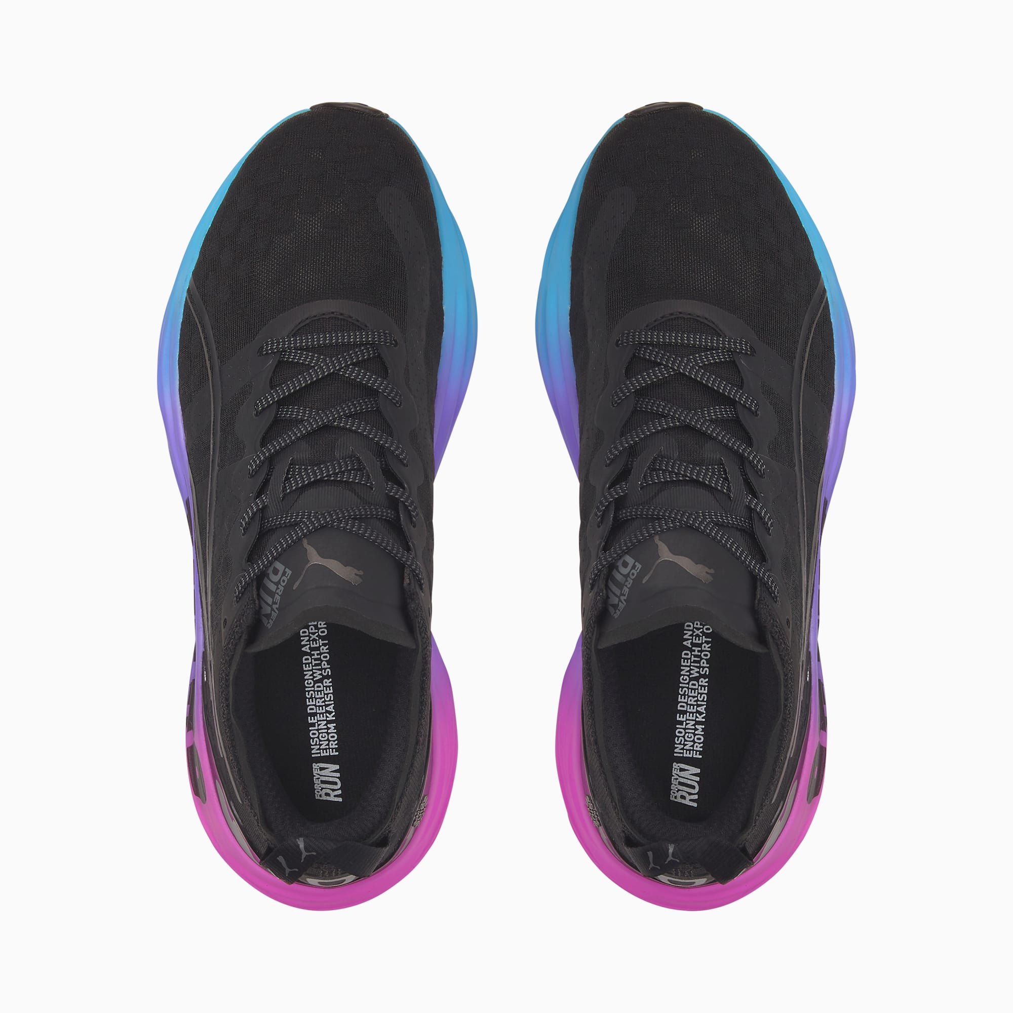PUMA ForeverRUN NITRO SUNSET hardloopschoenen voor Heren, Zwart/Blauw/Roze