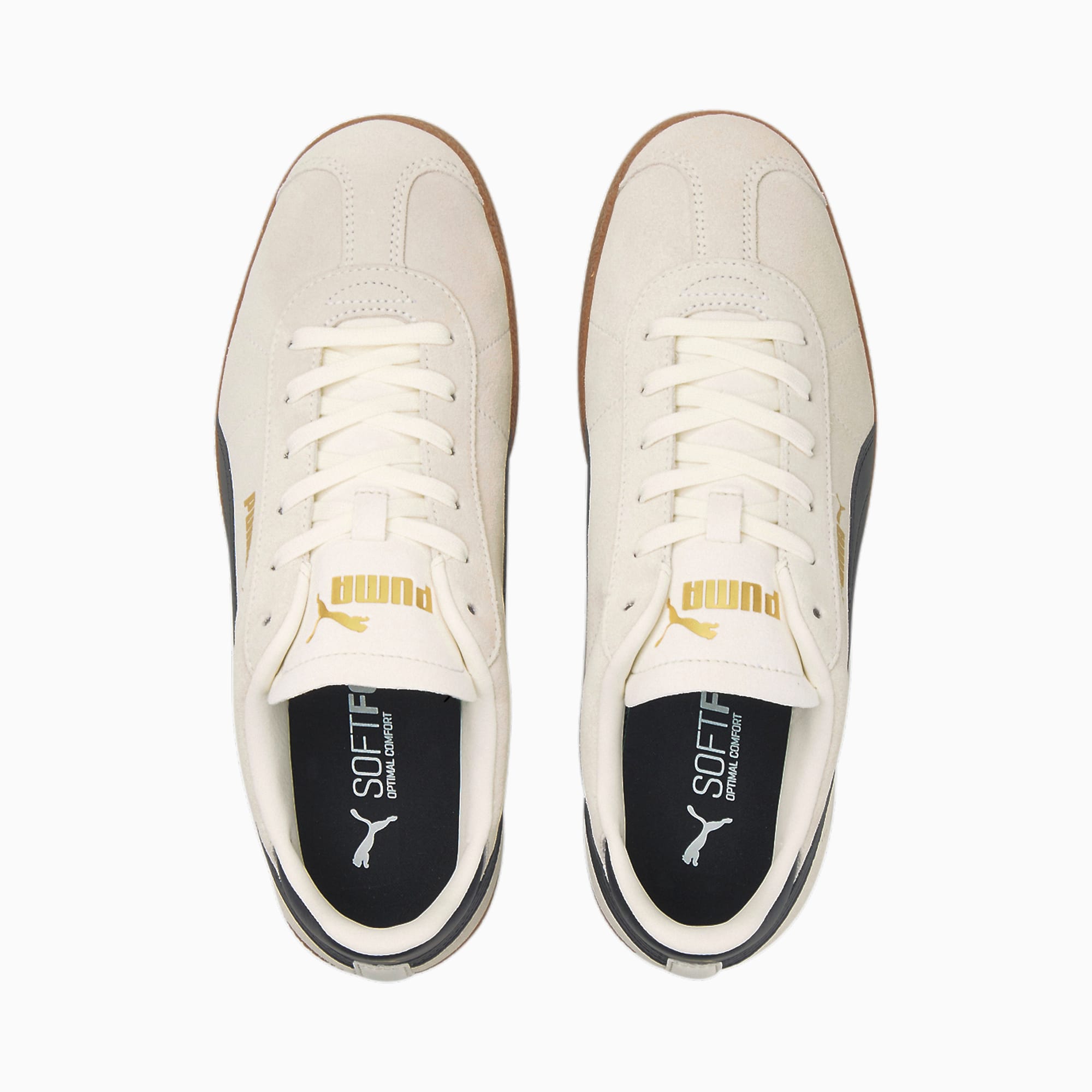 Men's PUMA Club Trainers, Marshmallow/Black/Gold, Size 35,5, Shoes