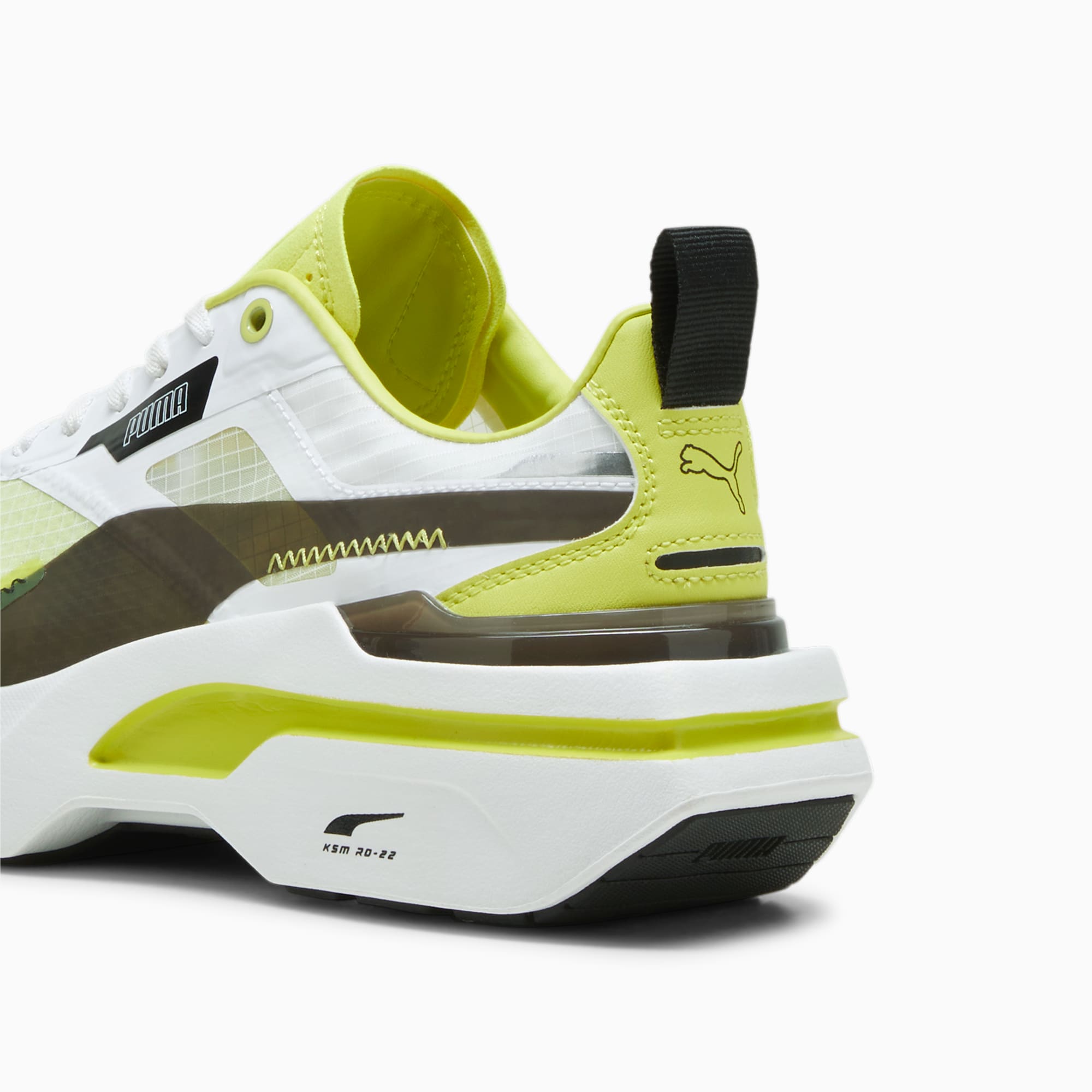 PUMA Kosmo Rider Women's Trainers, White/Lime Sheen, Size 35,5, Shoes