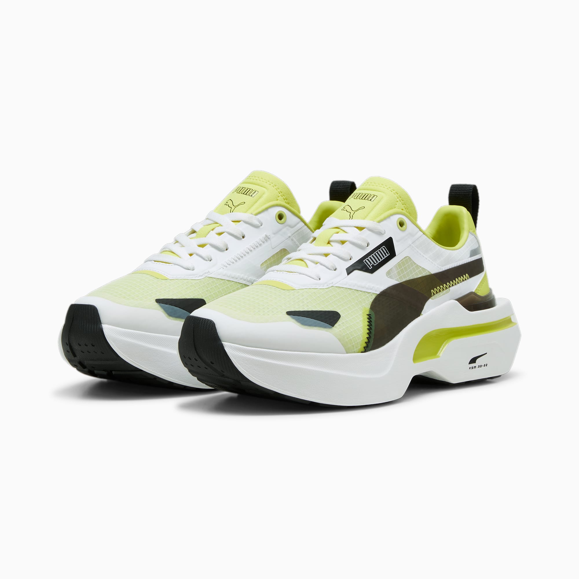 PUMA Kosmo Rider Women's Trainers, White/Lime Sheen, Size 42,5, Shoes