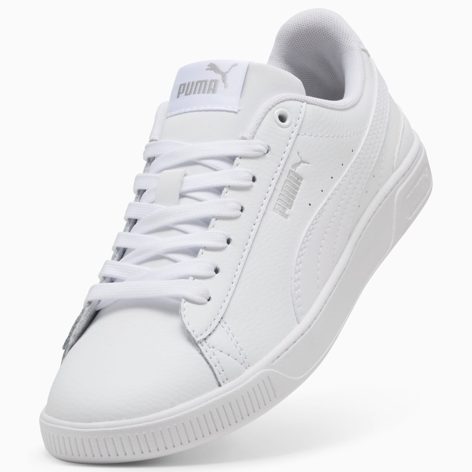 PUMA Vikky v3 Lthr Dames Sneakers - Wit/Zilver - Maat 42