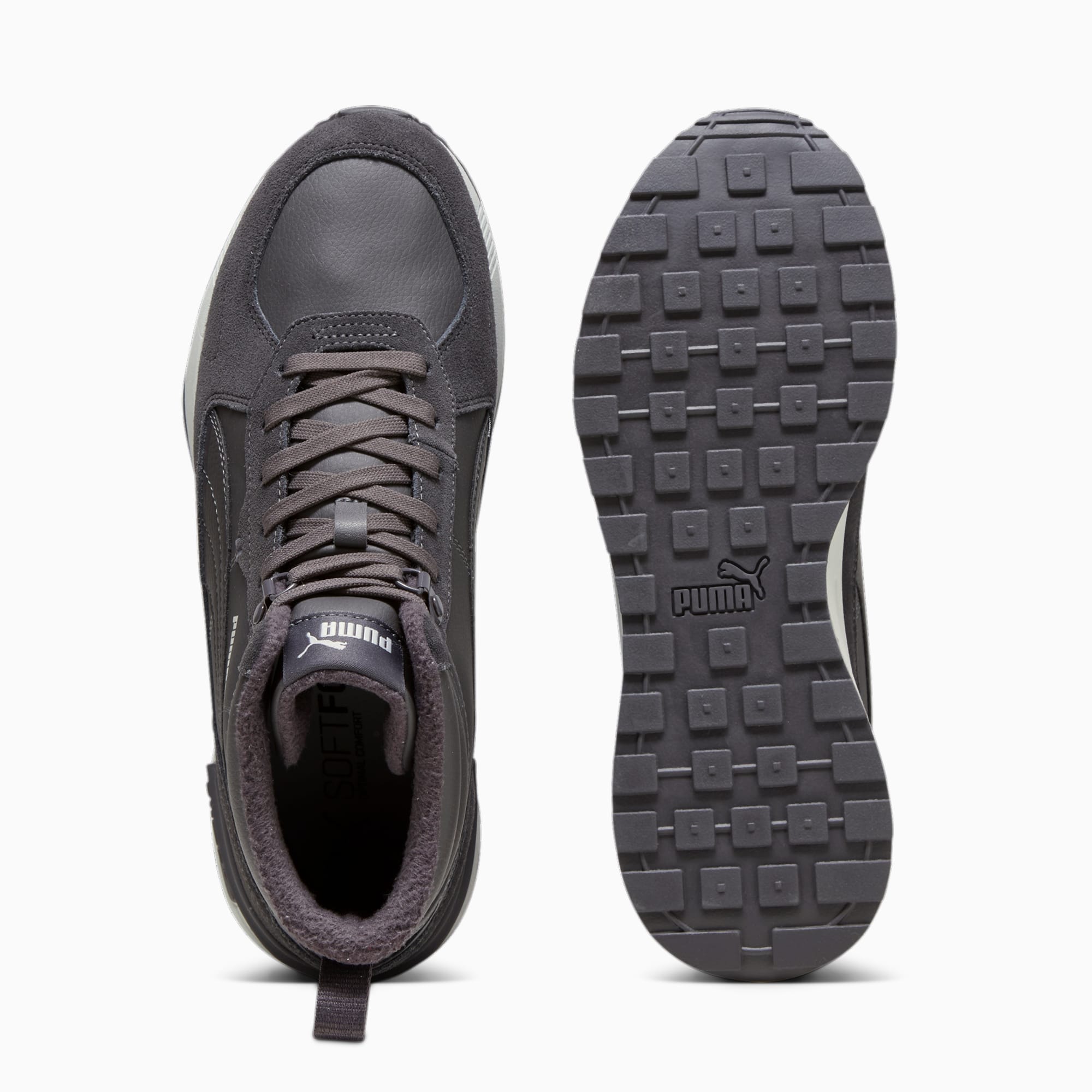Men's PUMA Graviton Mid Sneakers, Dark Coal/Dark Coal/Ash Grey, Size 37, Shoes