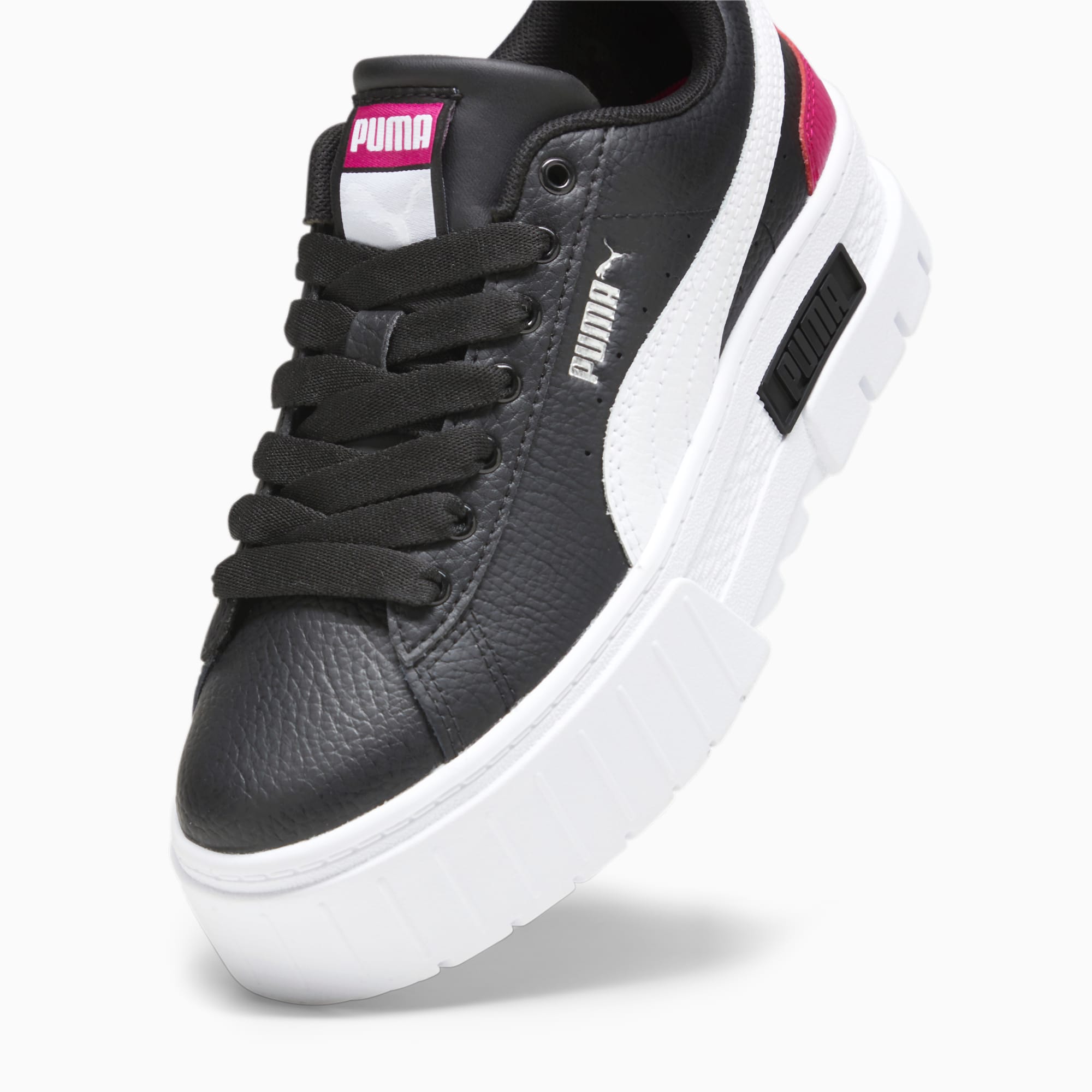 PUMA Mayze leren sportschoenen, Wit/Roze/Zwart