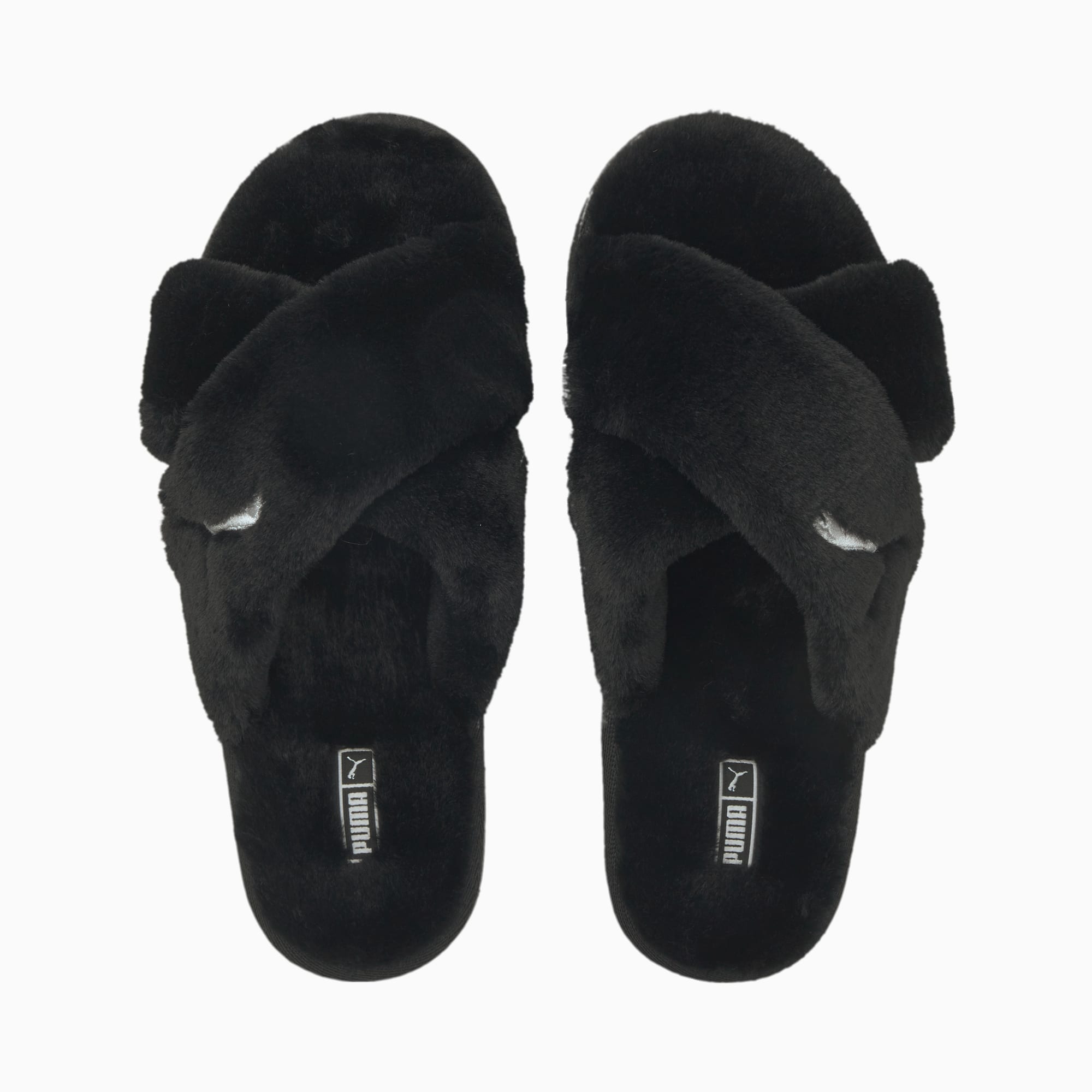 PUMA Fluff X Strap instapper voor Dames, Wit/Zwart