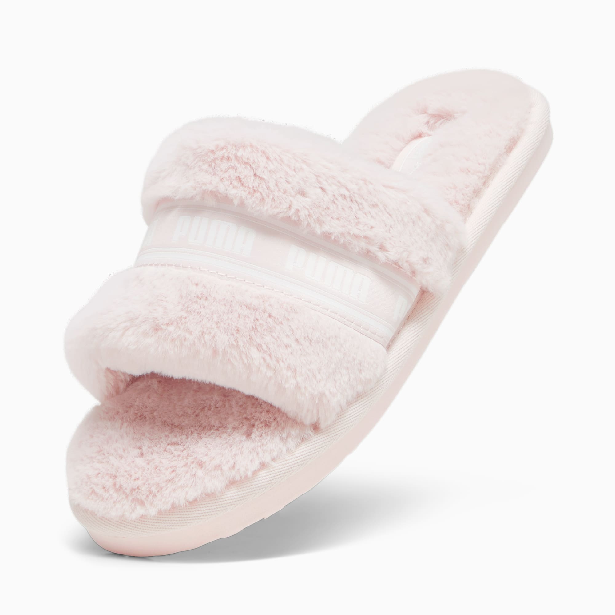 PUMA Fluff pantoffel voor Dames, Roze/Wit