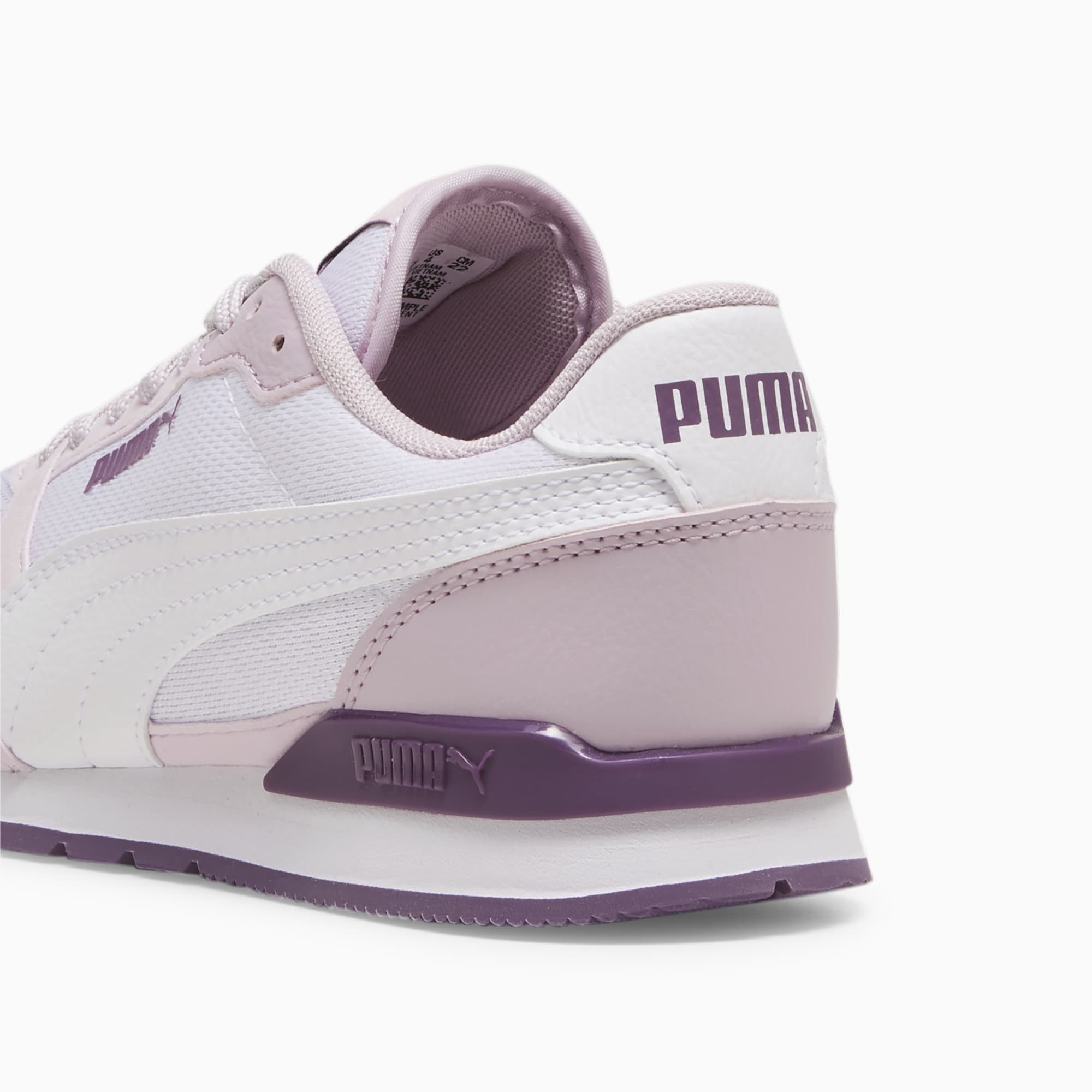 PUMA Chaussure Baskets En Mesh ST Runner V3 Enfant Et Adolescent, Blanc/Violet
