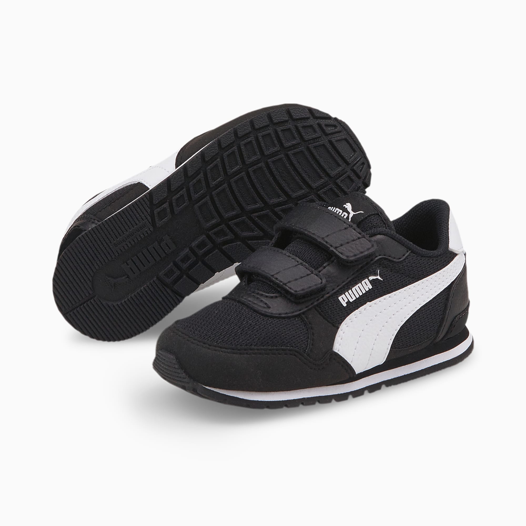 PUMA ST Runner V3 Mesh V Babies' Trainers, Black/White, Size 19, Shoes