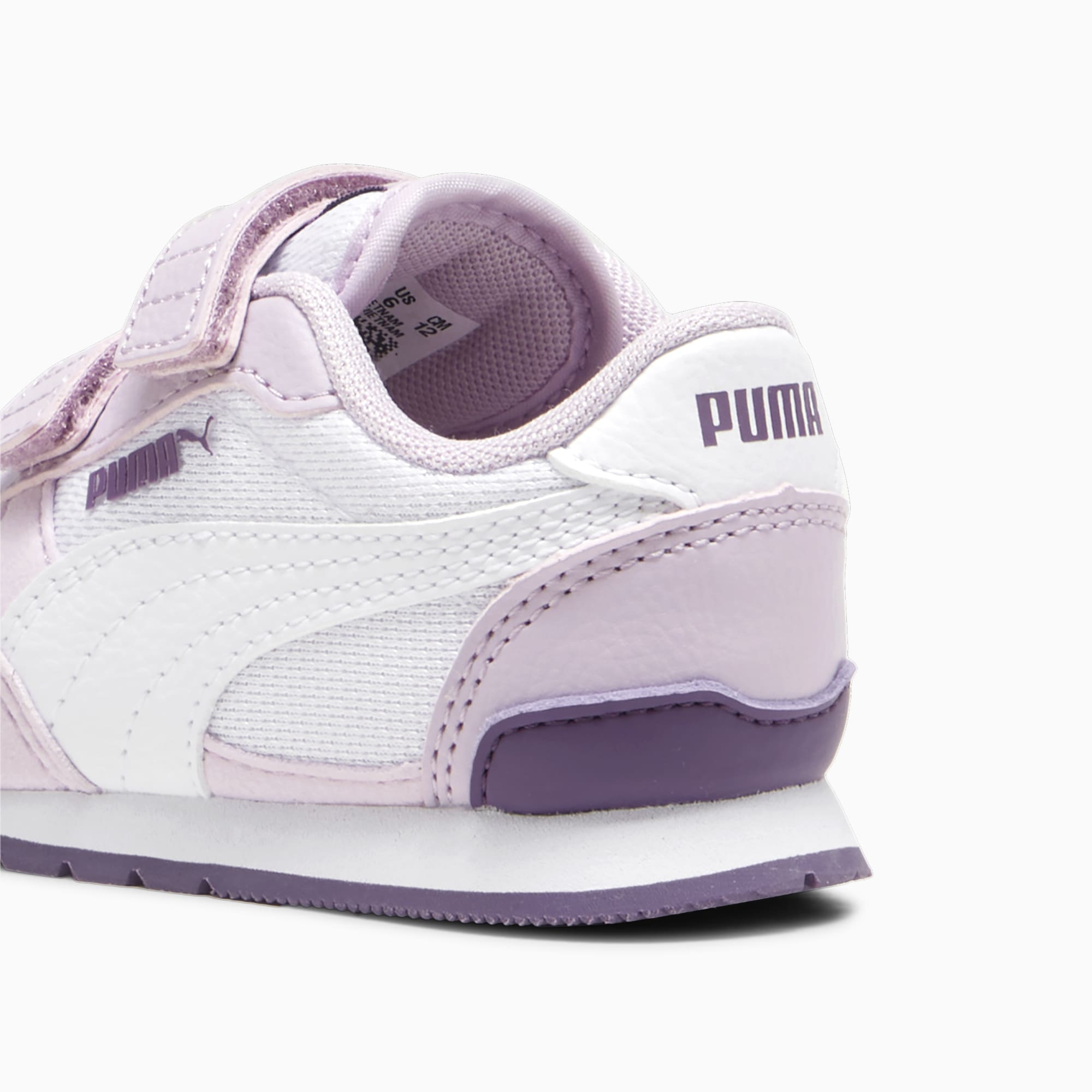 PUMA ST Runner V3 Mesh V Babies' Trainers, White/Grape Mist/Crushed Berry, Size 19, Shoes