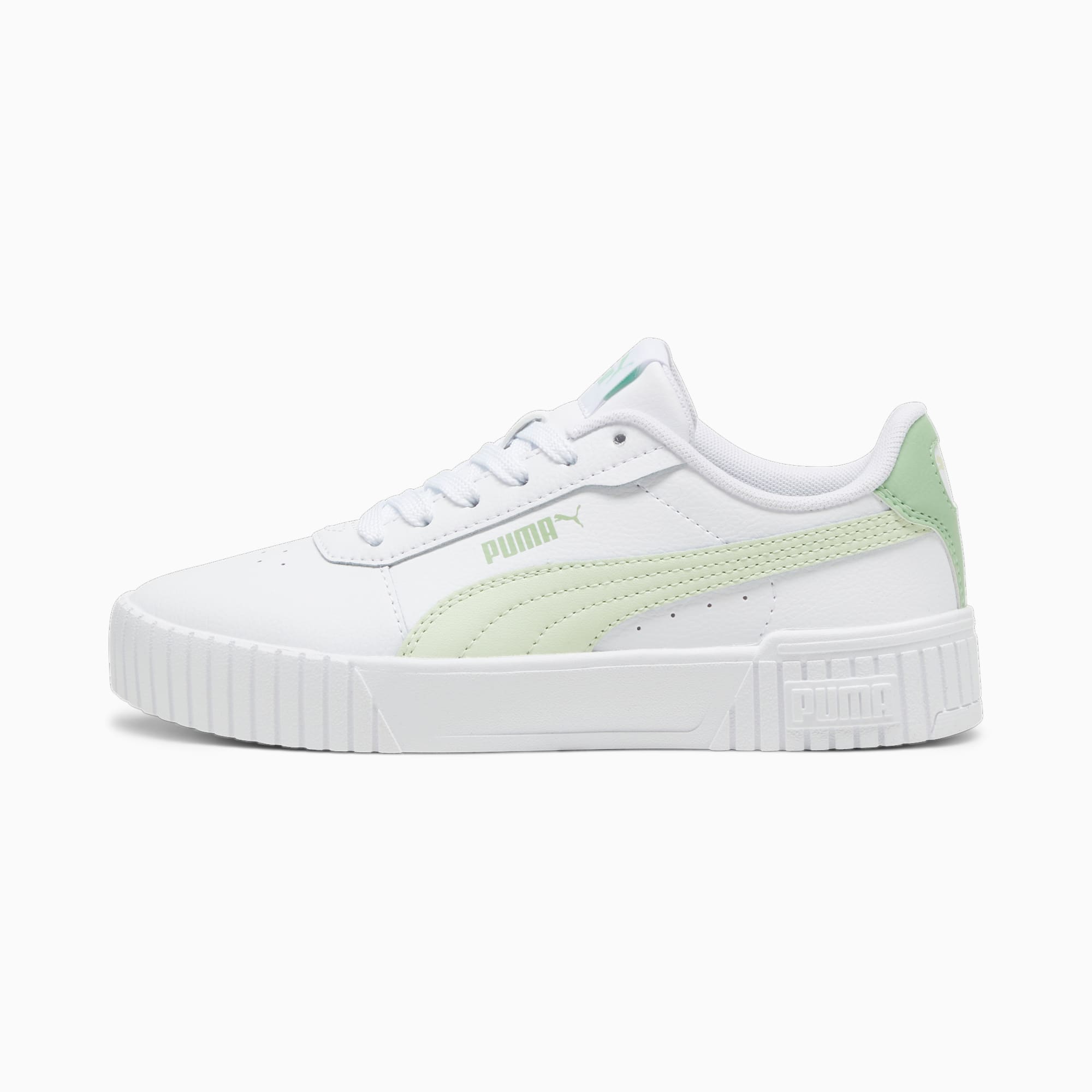 PUMA Młodzieżowe Sneakersy Carina 2,0, Biały / Zielony