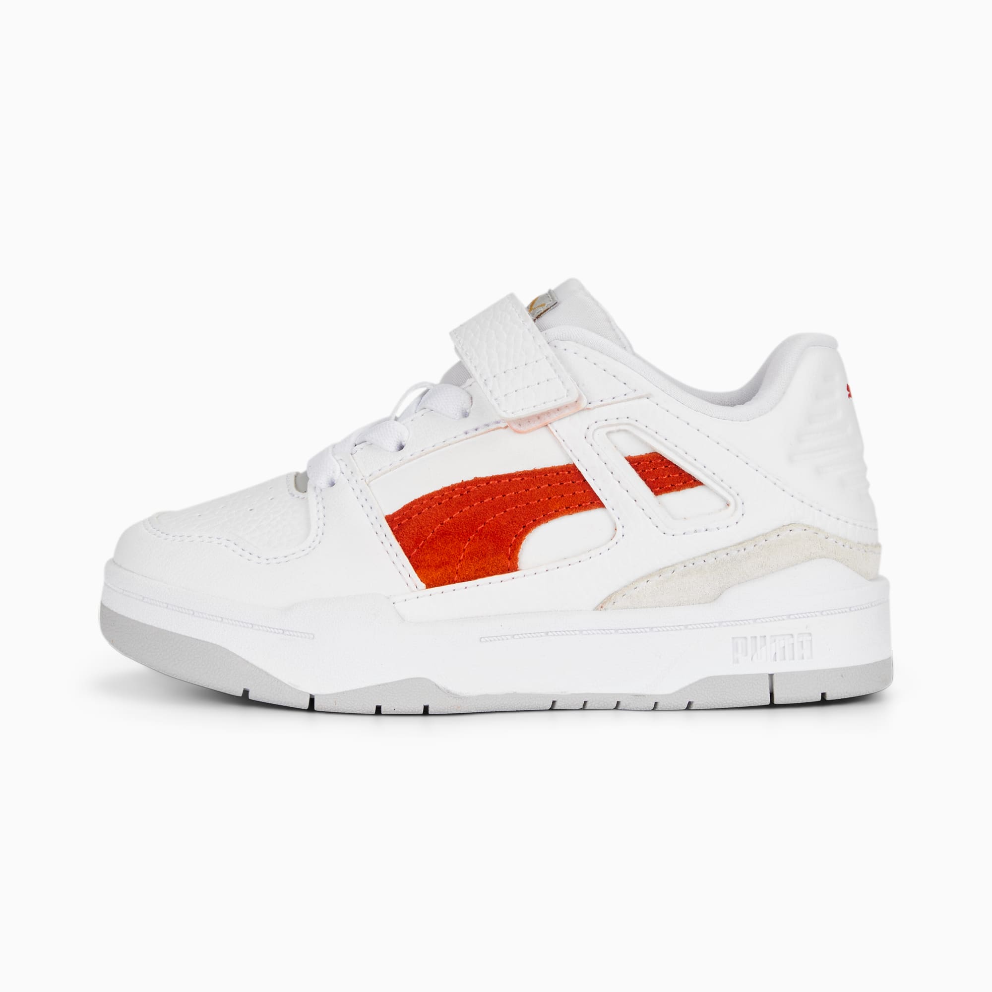 PUMA Slipstream Suede FS Alternative Closure Sneakers Kids, White/Red/Cool Light Grey, Size 27,5, Shoes