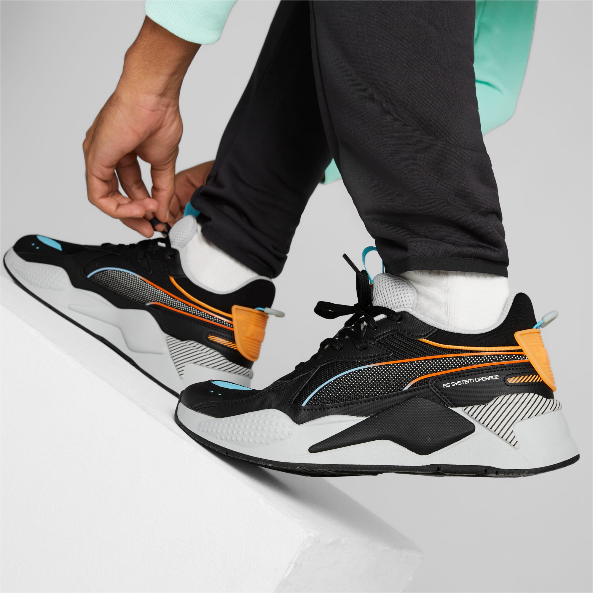 Men's PUMA Rs-X 3D Sneakers, Black/Harbor Mist, Size 35,5, Shoes