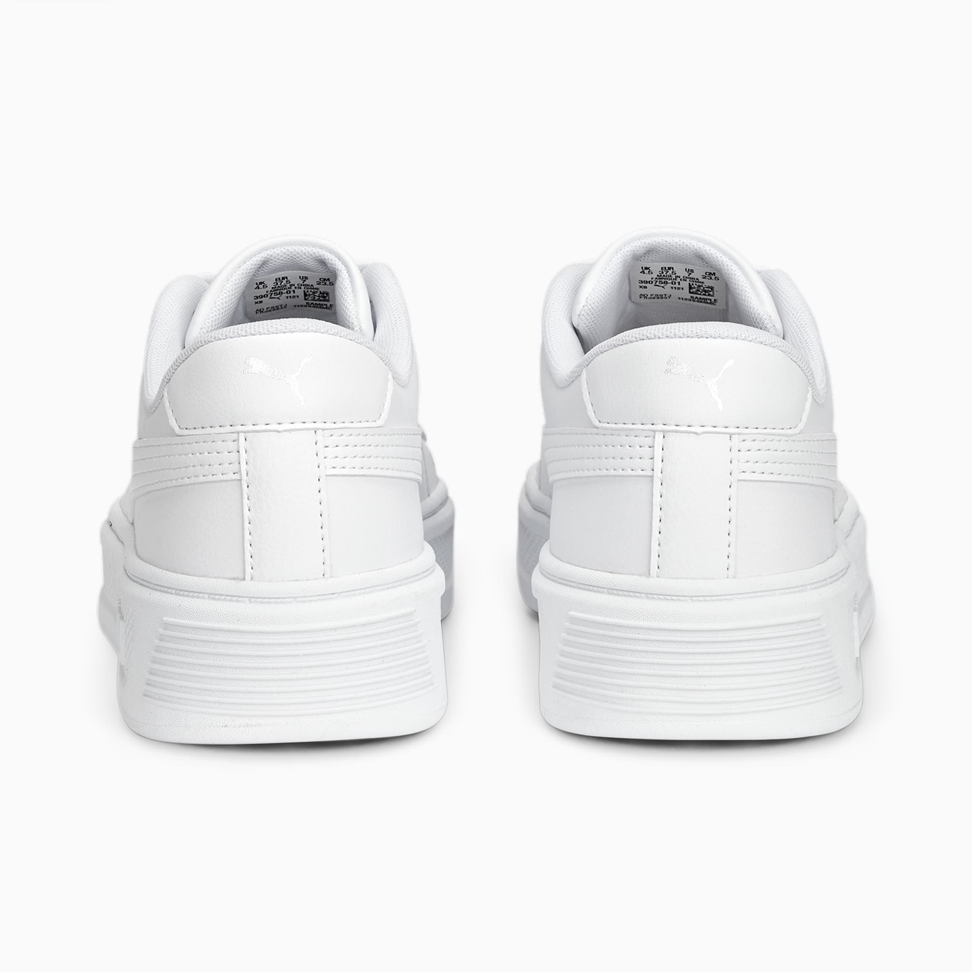 PUMA Chaussure Sneakers Smash Platform V3 Femme, Blanc/Argent