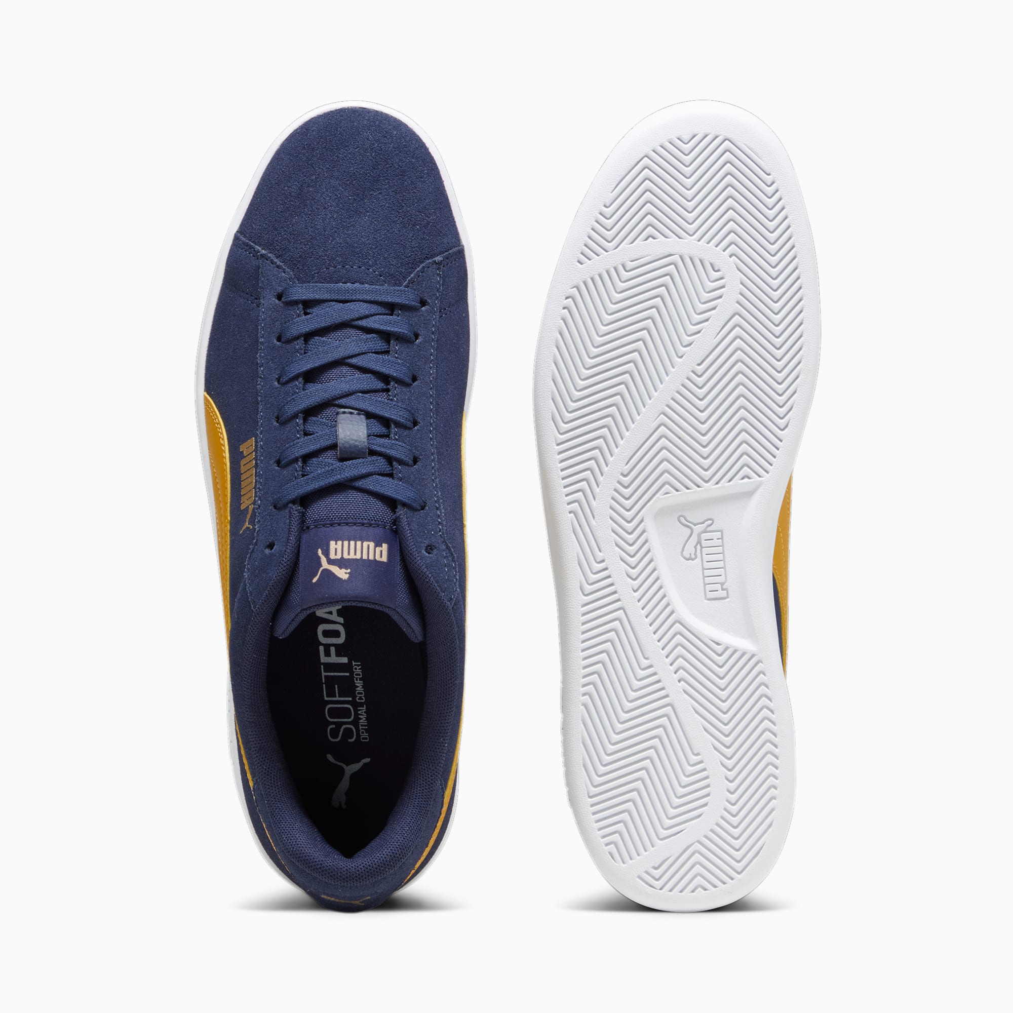 PUMA Chaussure Sneakers Smash 3.0, Bleu/Blanc/Or