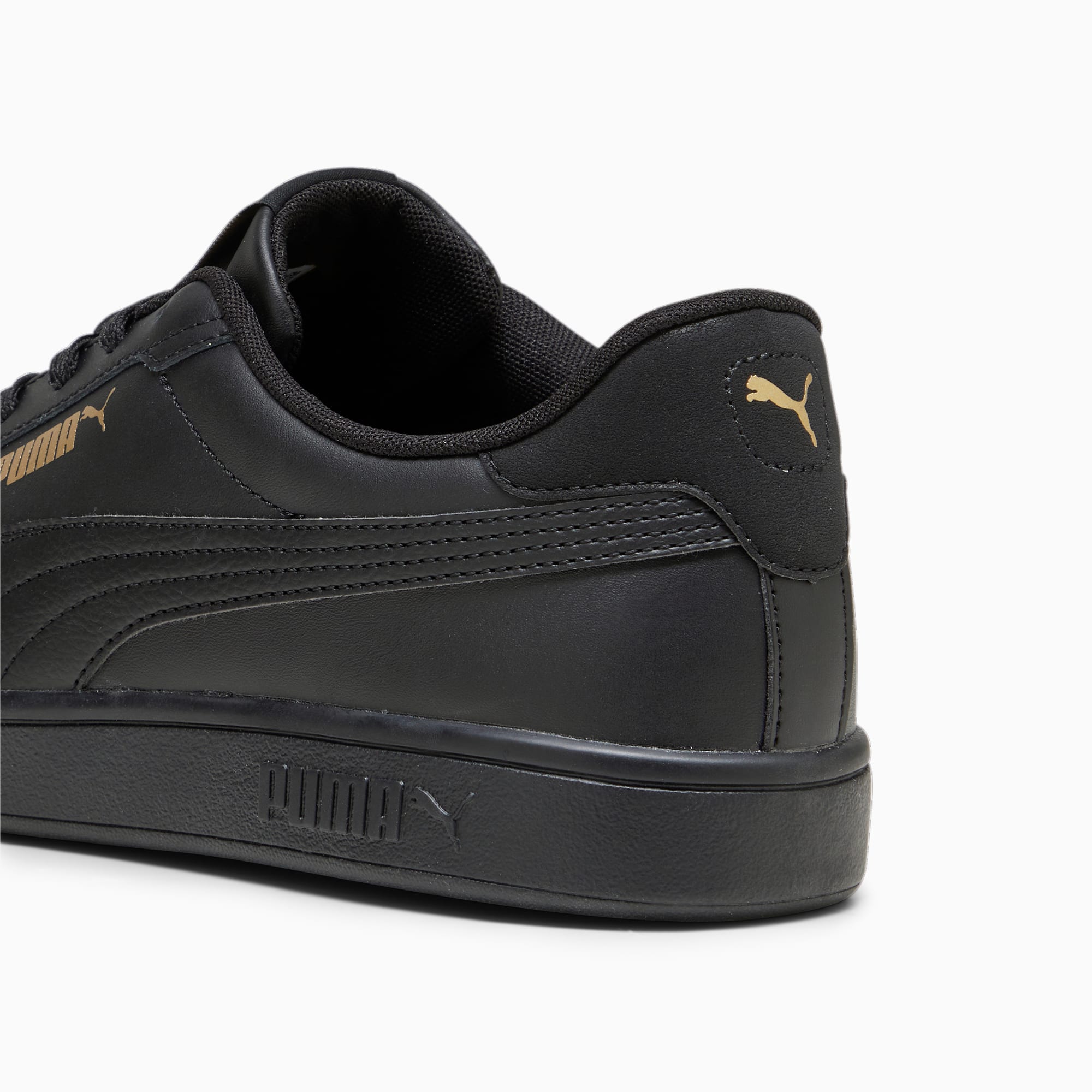 Women's PUMA Smash 3.0 L Sneakers, Black/Gold/Black, Size 36, Shoes