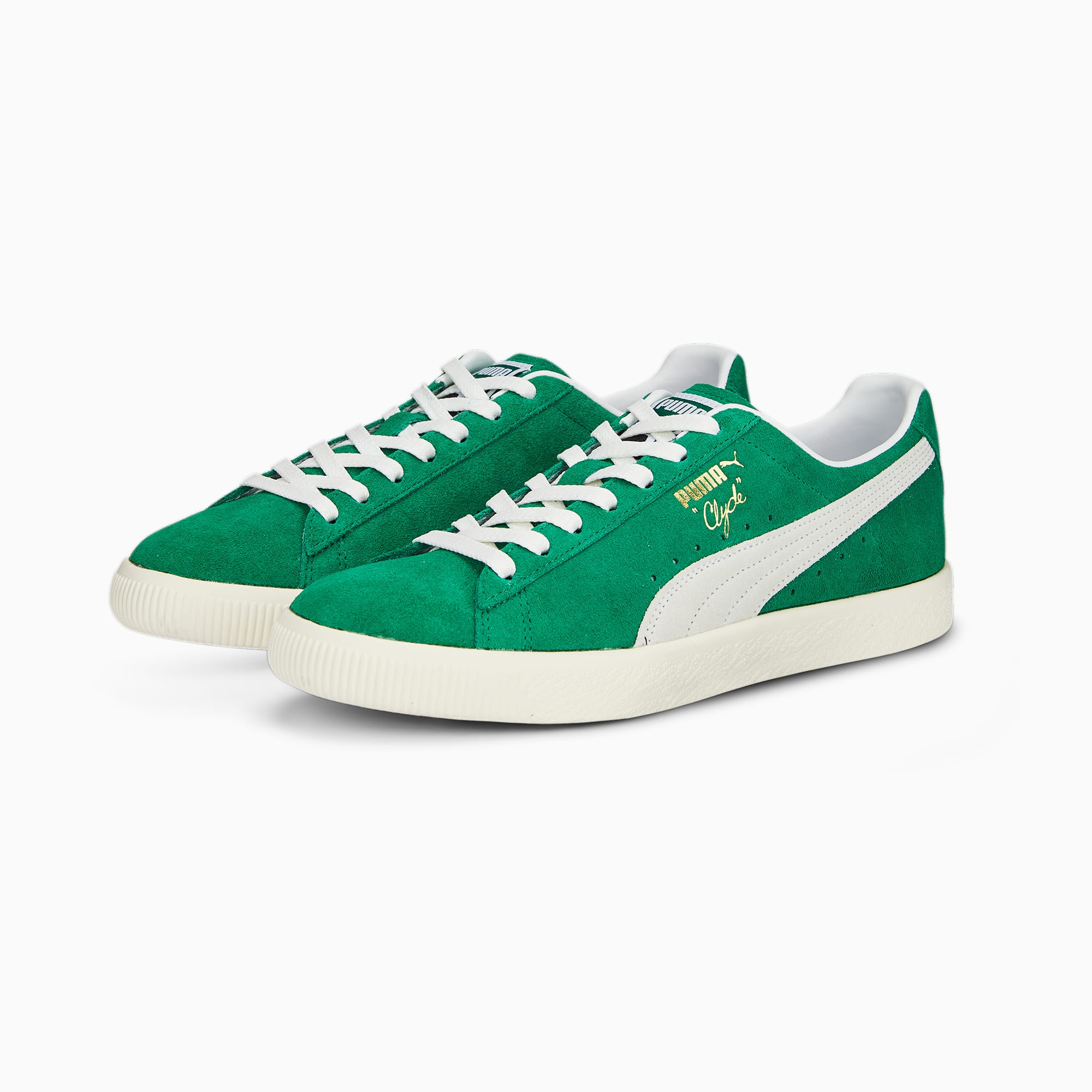 Women's PUMA Clyde OG Sneakers, Verdant Green/White/Pristine, Size 35,5, Shoes