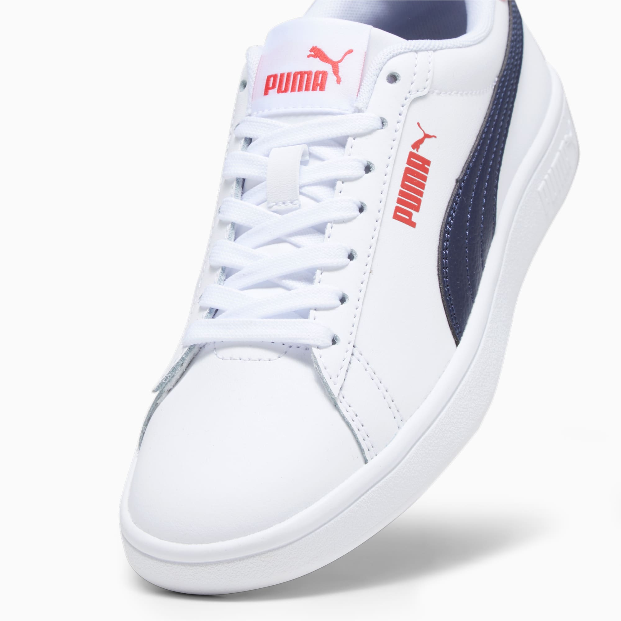 PUMA Smash 3.0 leren sneakers, Wit/Blauw/Rood