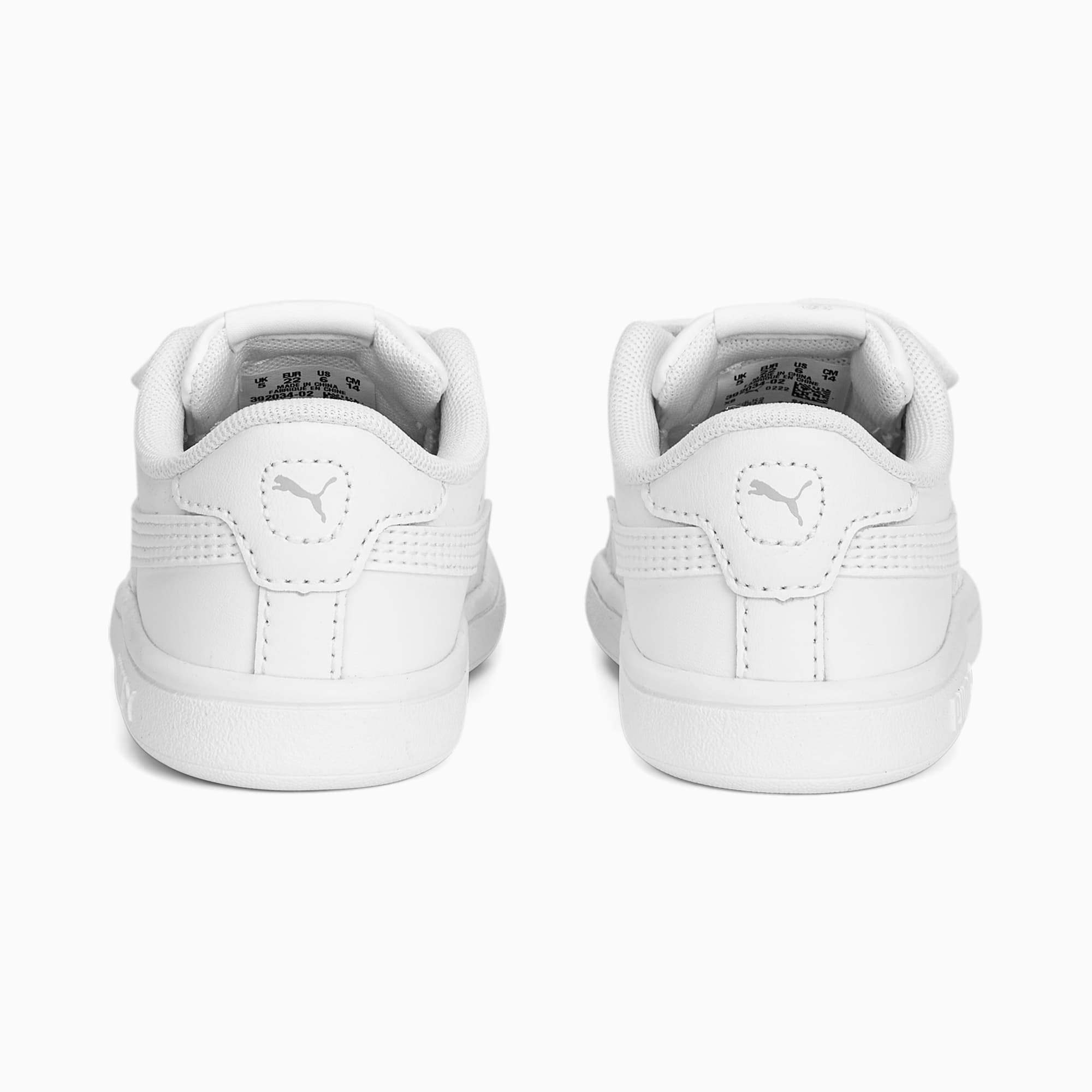 PUMA Zapatillas Para Bebés Smash 3.0 Leather V, Blanco/Gris