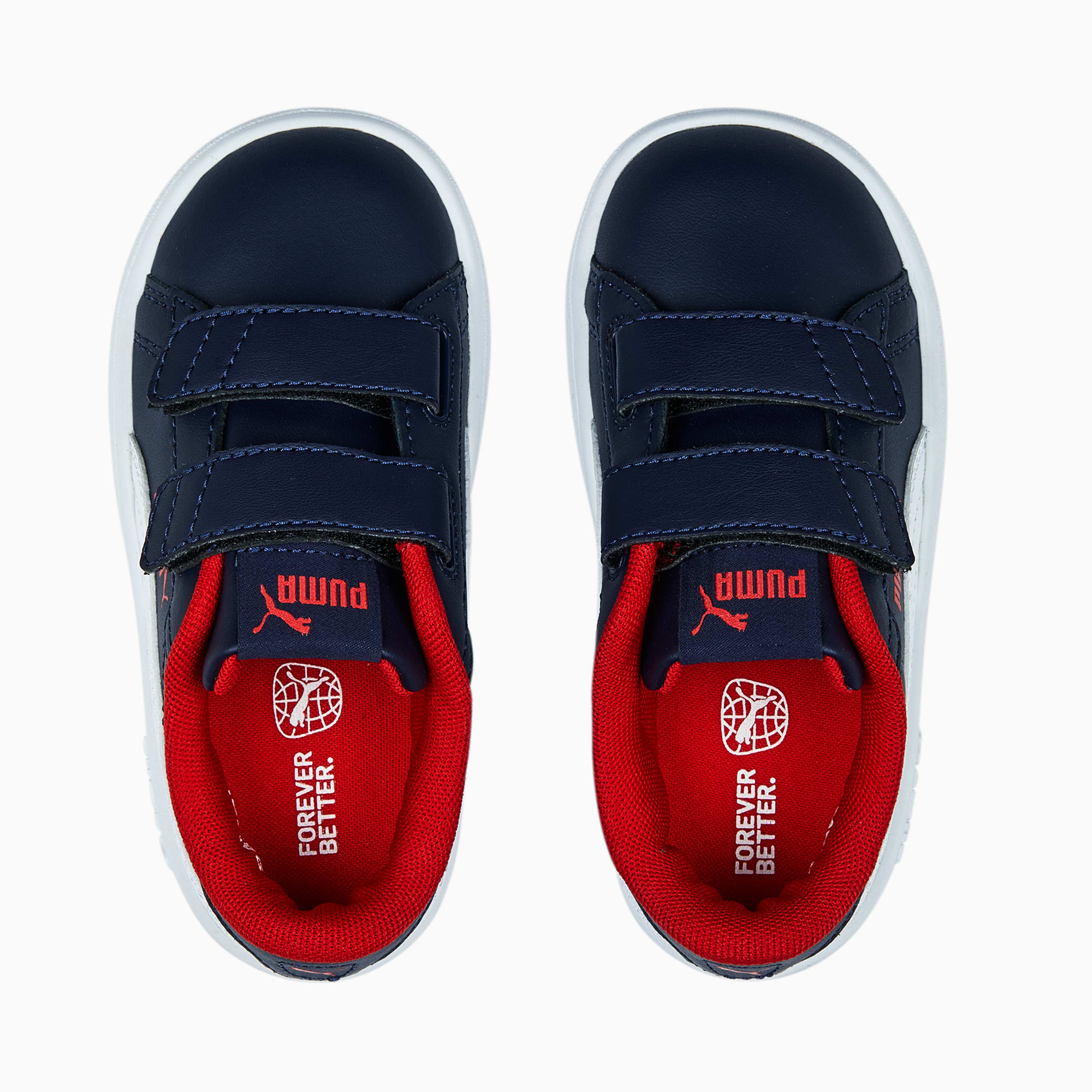 PUMA Zapatillas Para Bebés Smash 3.0 Leather V, Blanco/Azul/Rojo