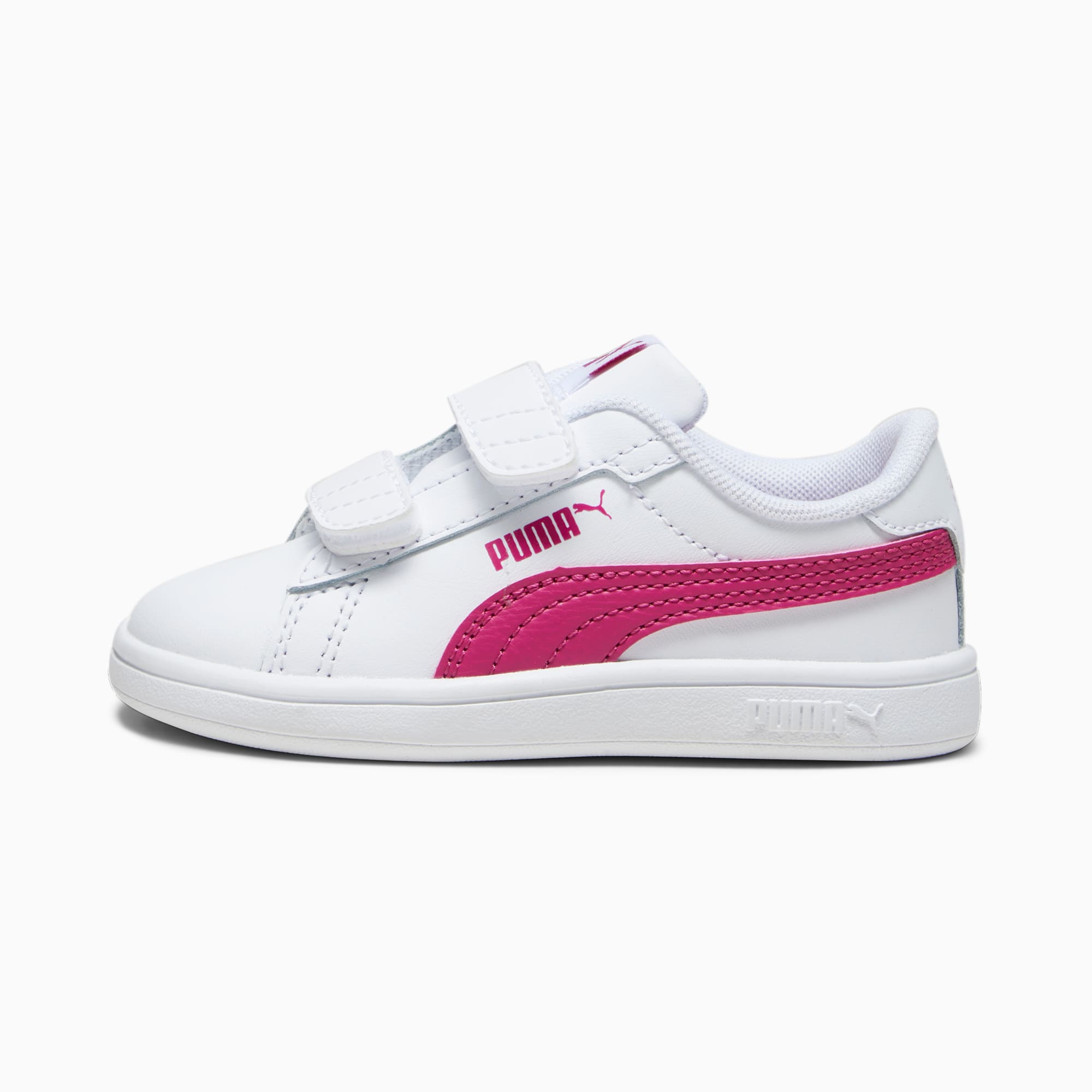 PUMA Smash 3.0 Leather V Sneakers Baby, White/Pinktastic, Size 19, Shoes