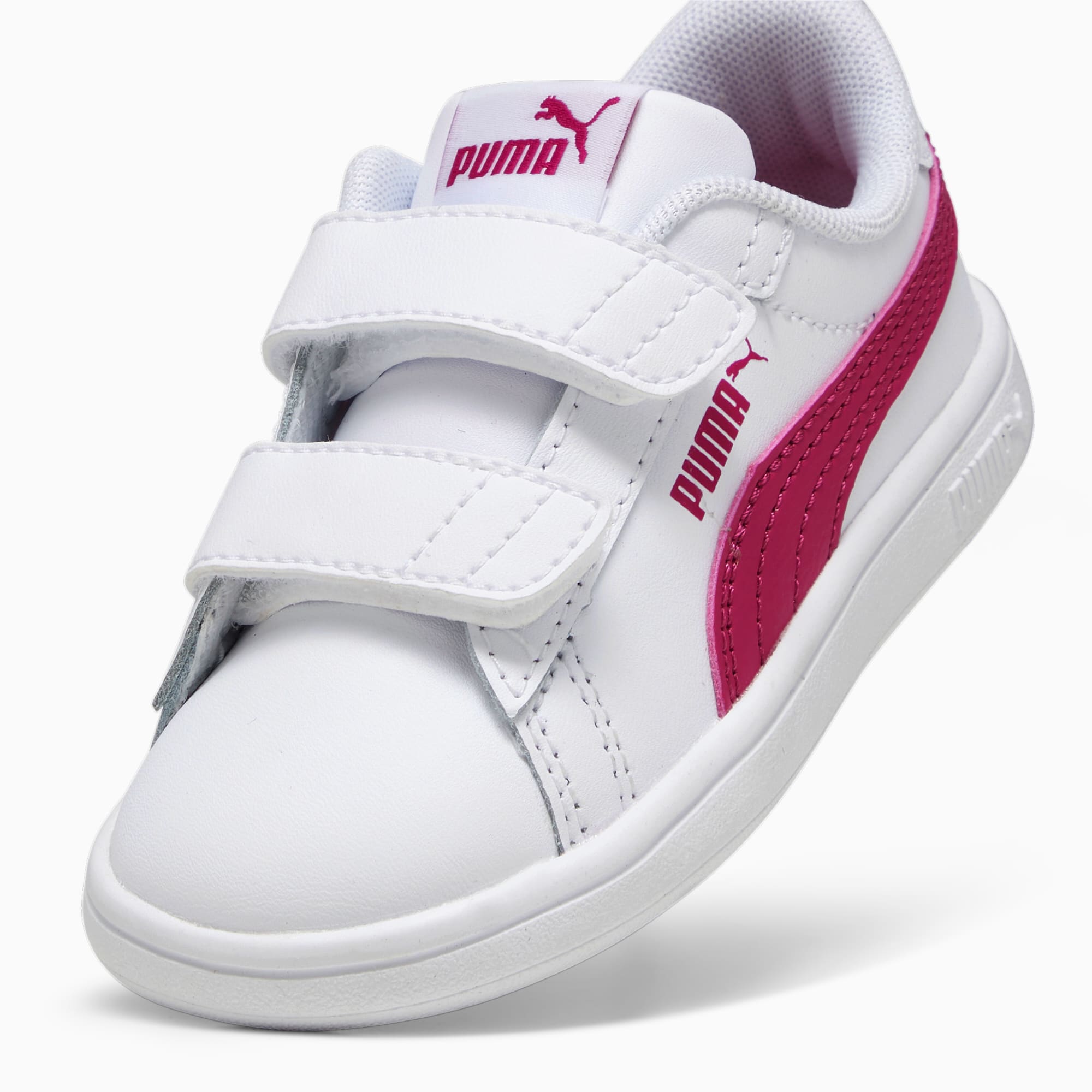 PUMA Smash 3.0 Leather V Sneakers Baby, White/Pinktastic, Size 19, Shoes